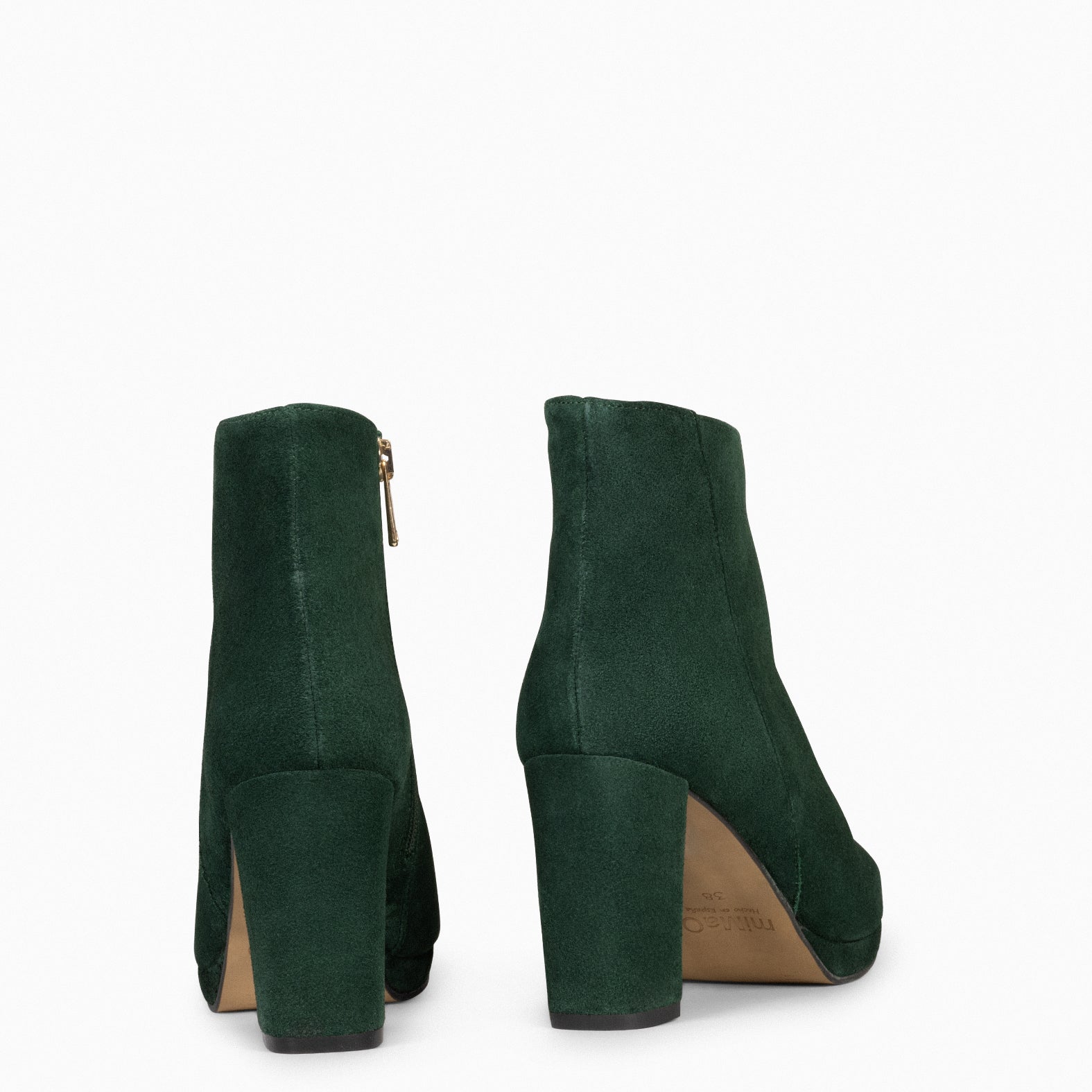 WITTEN – Bottines à talon en daim VERT