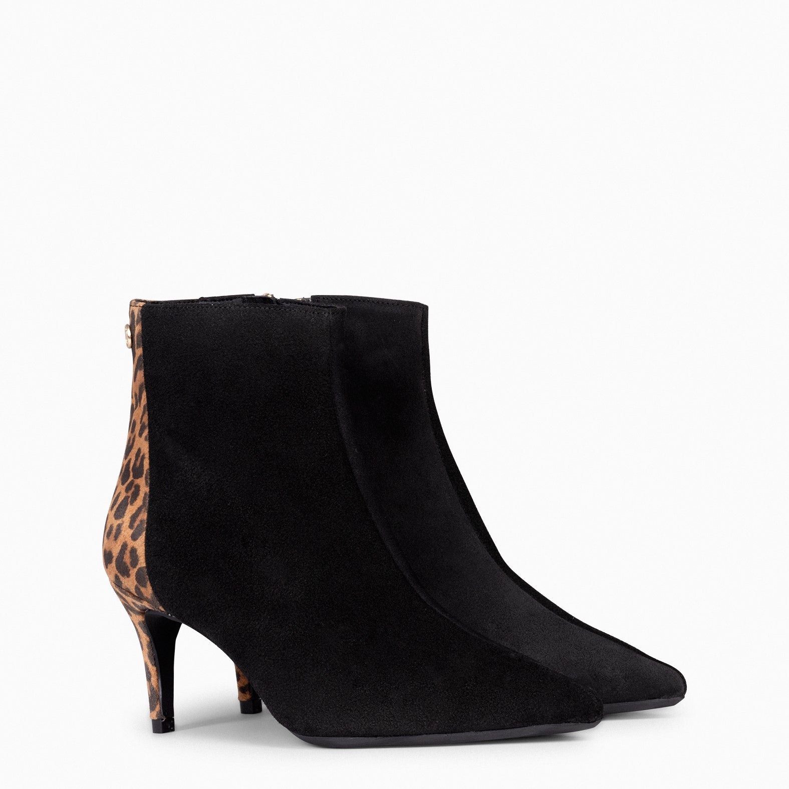 NUIT - BLACK LEOPARD Thin Heel Booties 