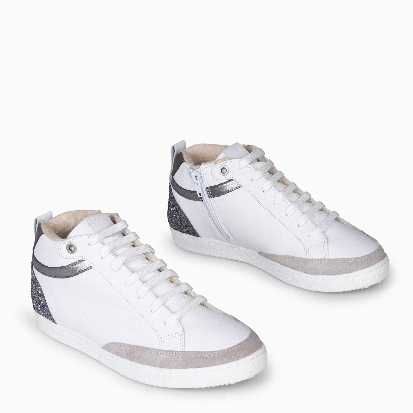 RACHEL - Zapatillas con cuña interior mujer BLANCO y GLITTER