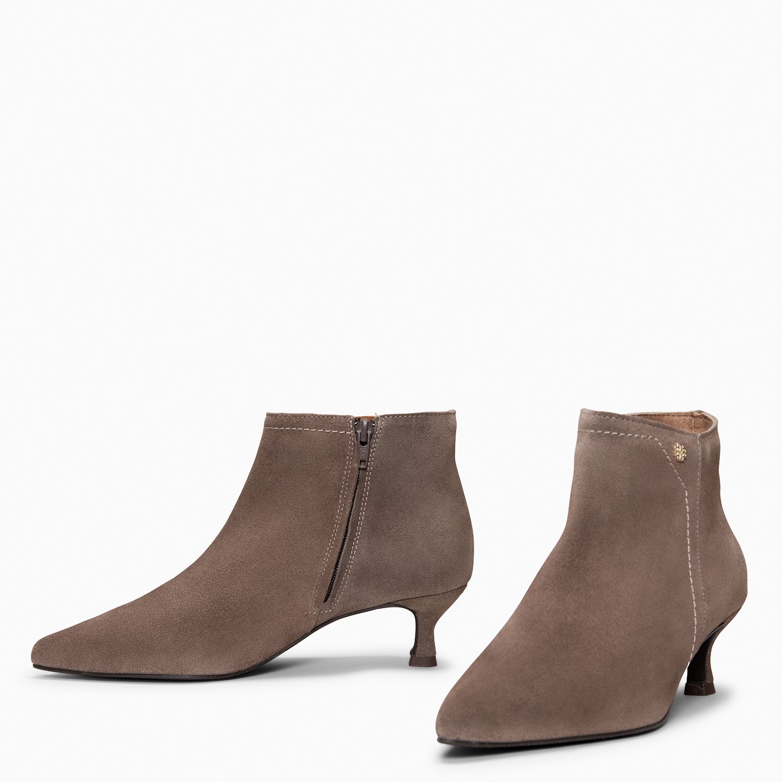 LORD - Bottines à petit talon kitten TAUPE