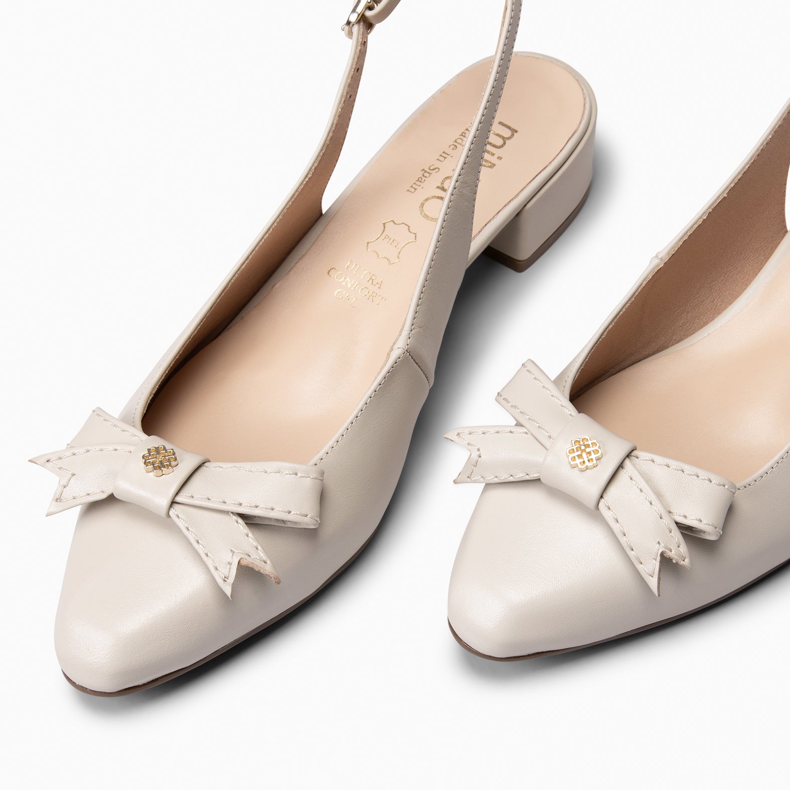 MARTA - ZAPATOS DESTALONADOS CON LAZO MARFIL - miMaO ®
