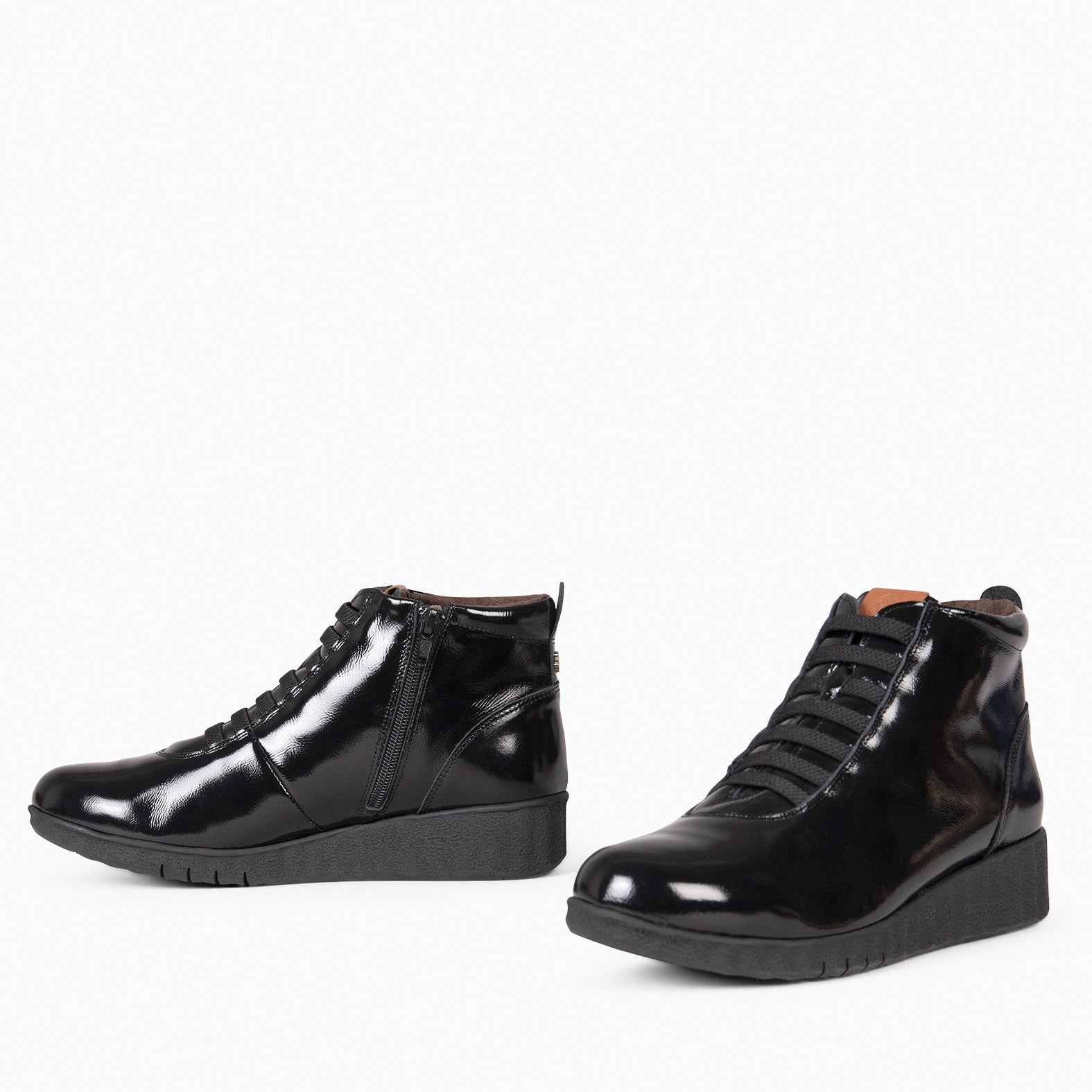 FLEXY – Baskets montantes cuir vernis NOIR