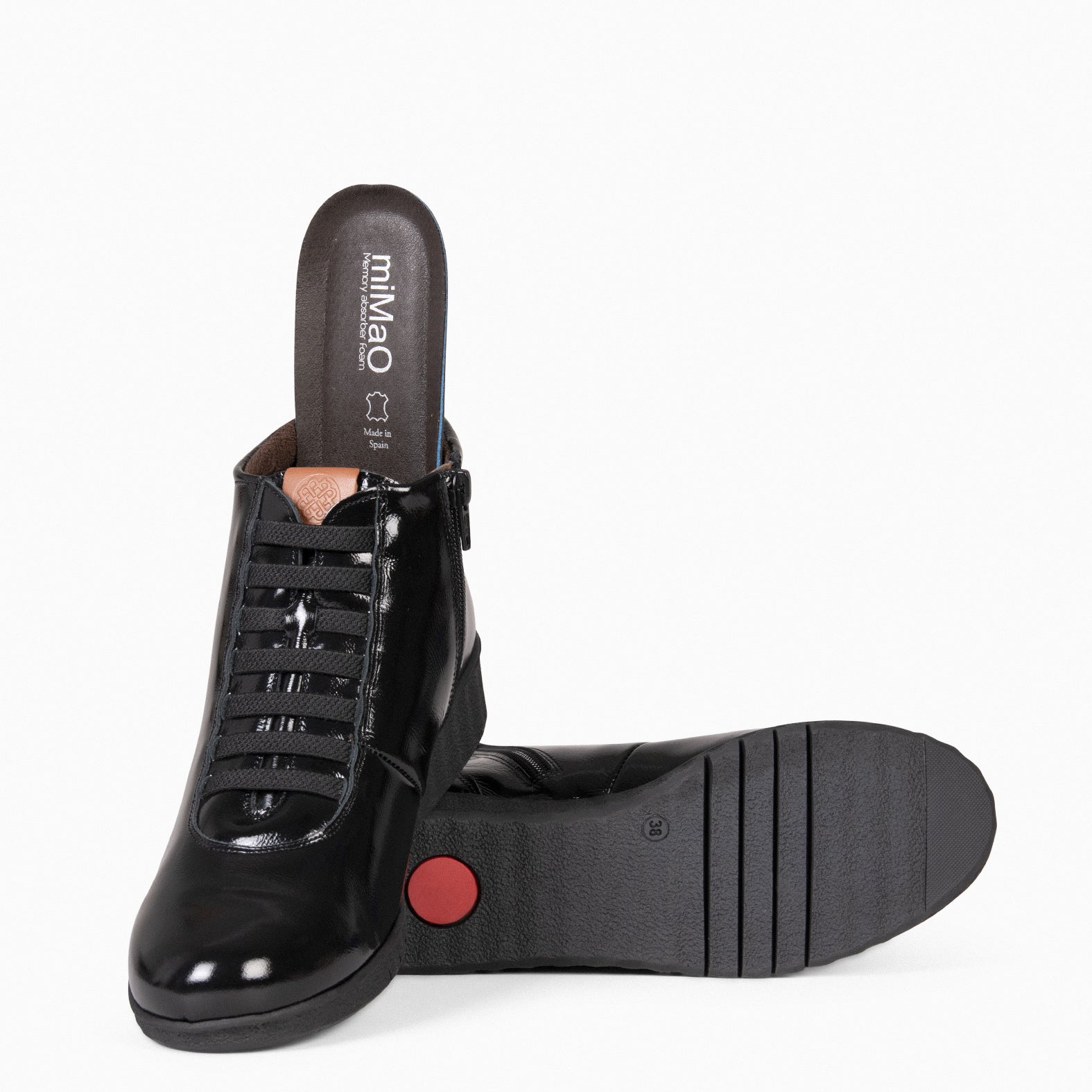 FLEXY – Baskets montantes cuir vernis NOIR