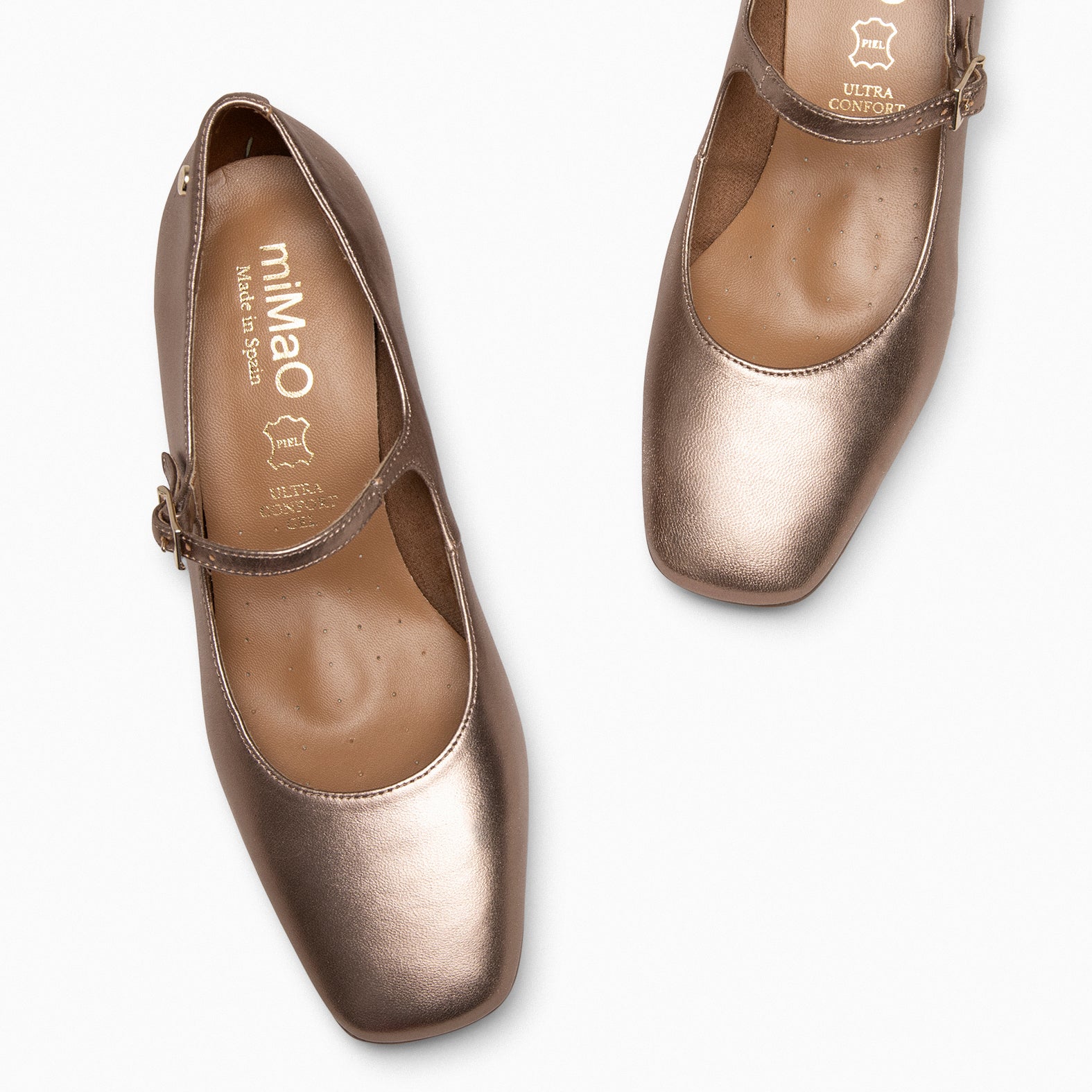 BELLA - Zapatos con pulsera y puntera cuadrada ORO