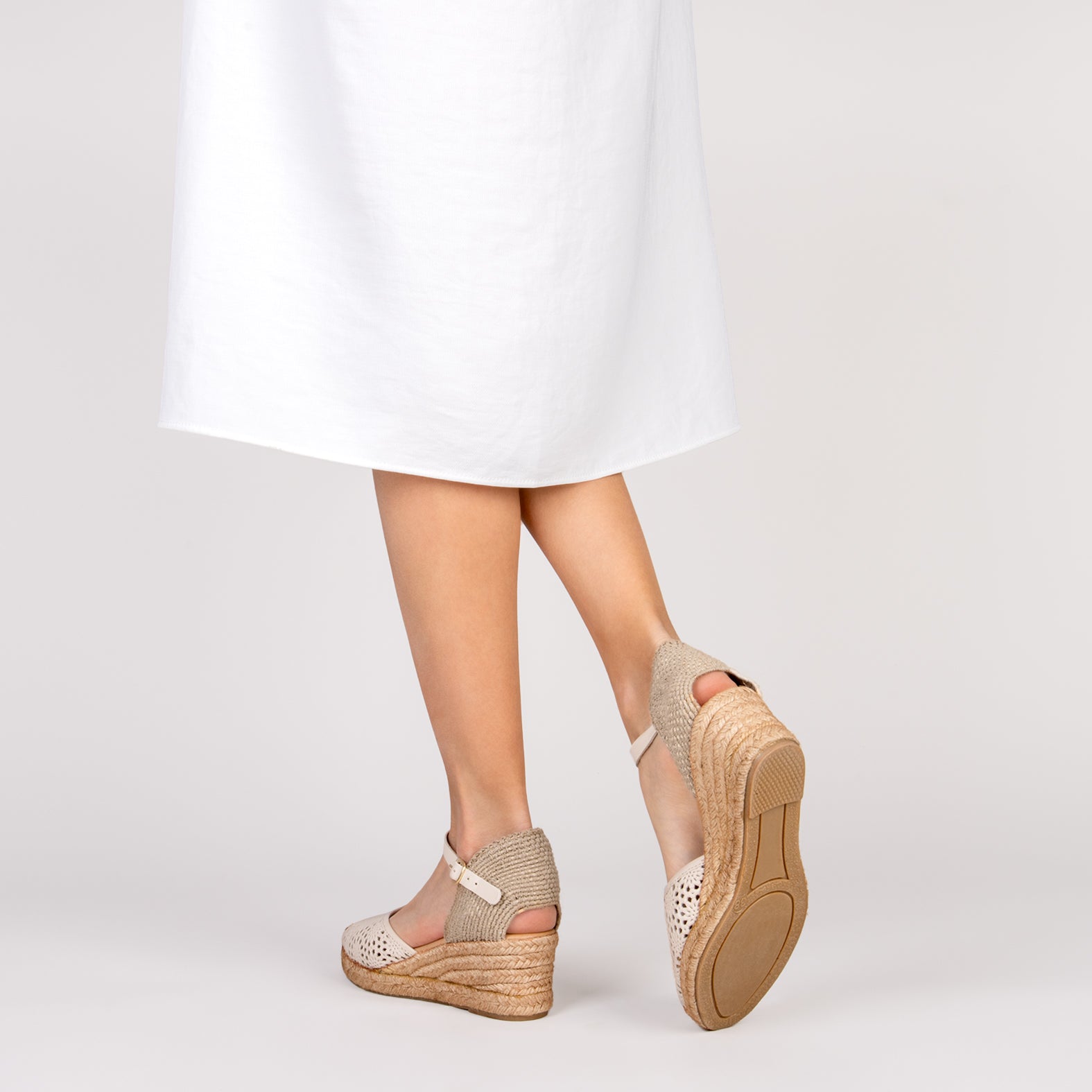 MALDIVAS - Cuñas de Esparto con pala de Napa BEIGE - miMaO ®