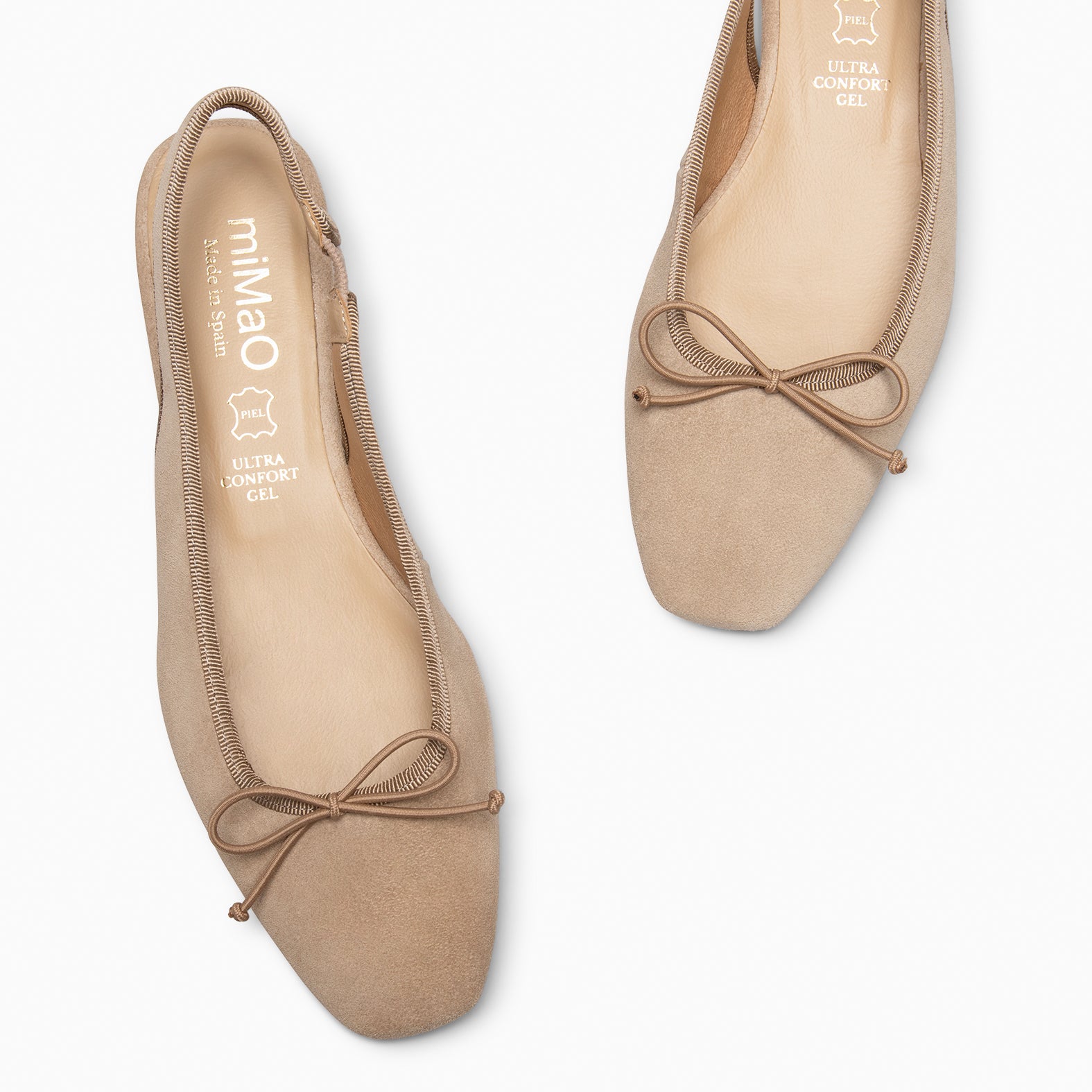 LUNA - BAILARINA DESTALONADA PLANA CON LAZO BEIGE