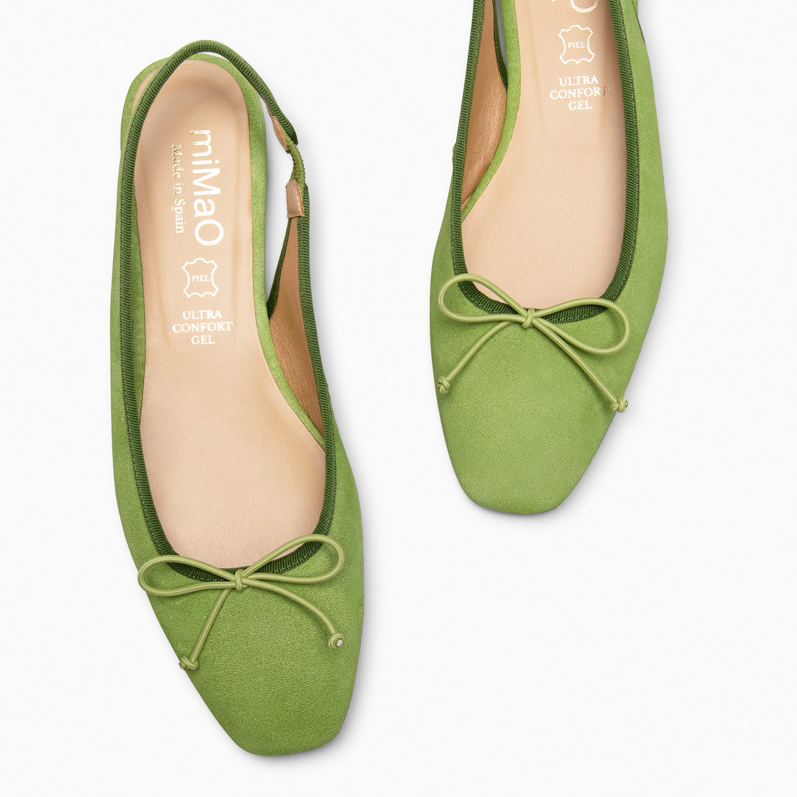 MOON - GREEN FLAT BALLERINA SLING-BACK WITH LACE 