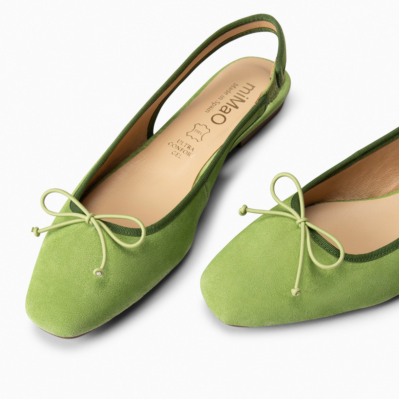 MOON - GREEN FLAT BALLERINA SLING-BACK WITH LACE 