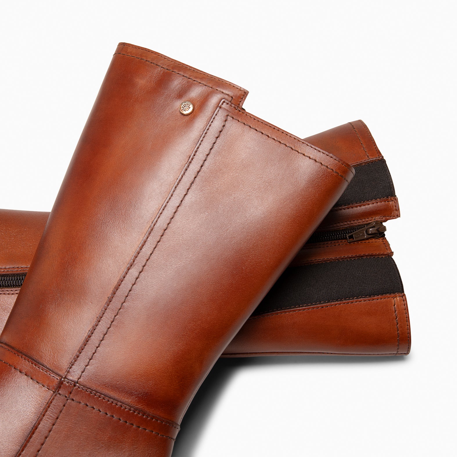 ARIANA XL - Botas de tacón y plataforma altas de piel MARRON - miMaO ®