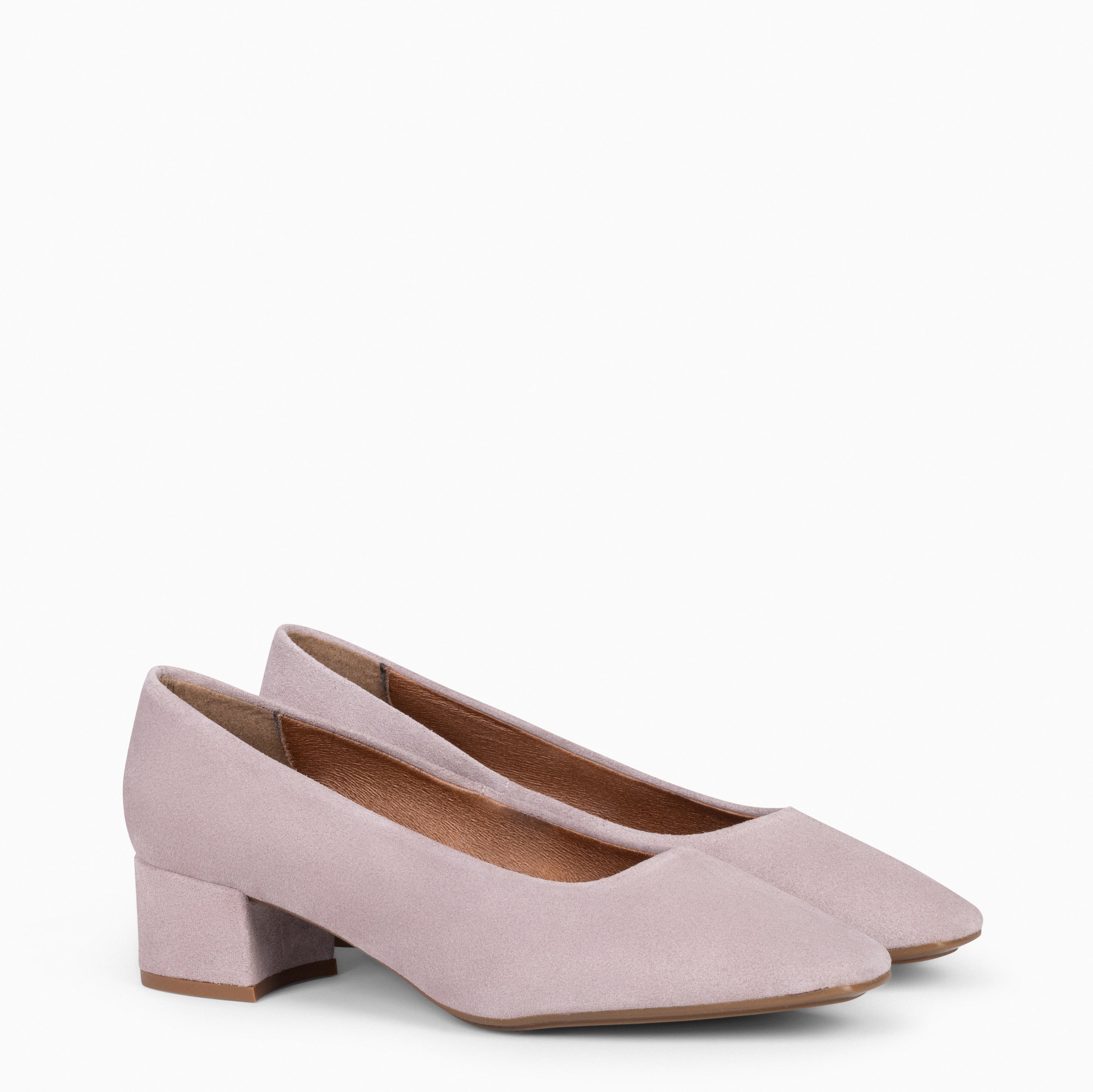 URBAN LADY - Zapatos de tacón bajo de serraje NUDE - miMaO ®