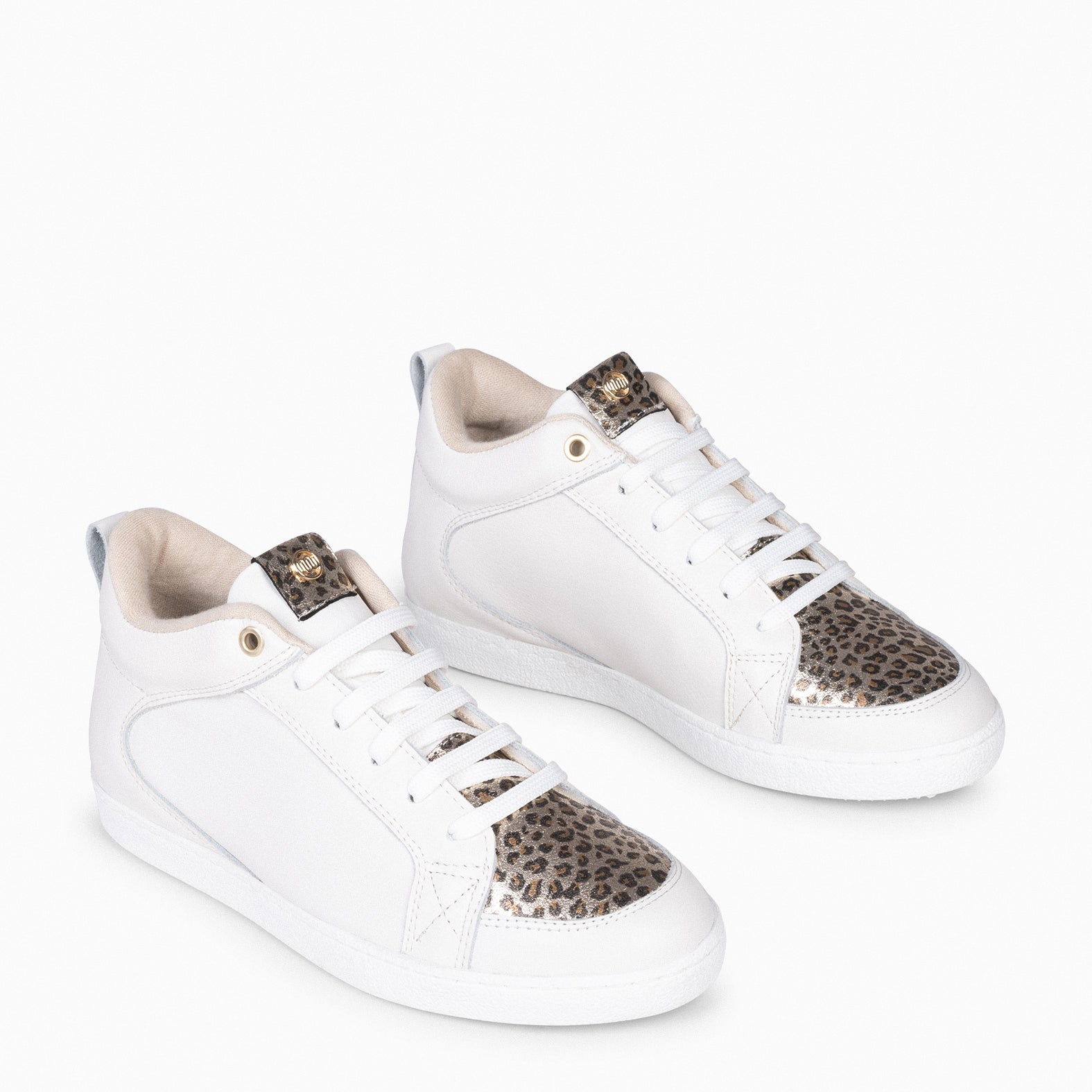 FRENCHY - Sneakers cuña interior mujer BLANCO y LEOPARDO - miMaO ®