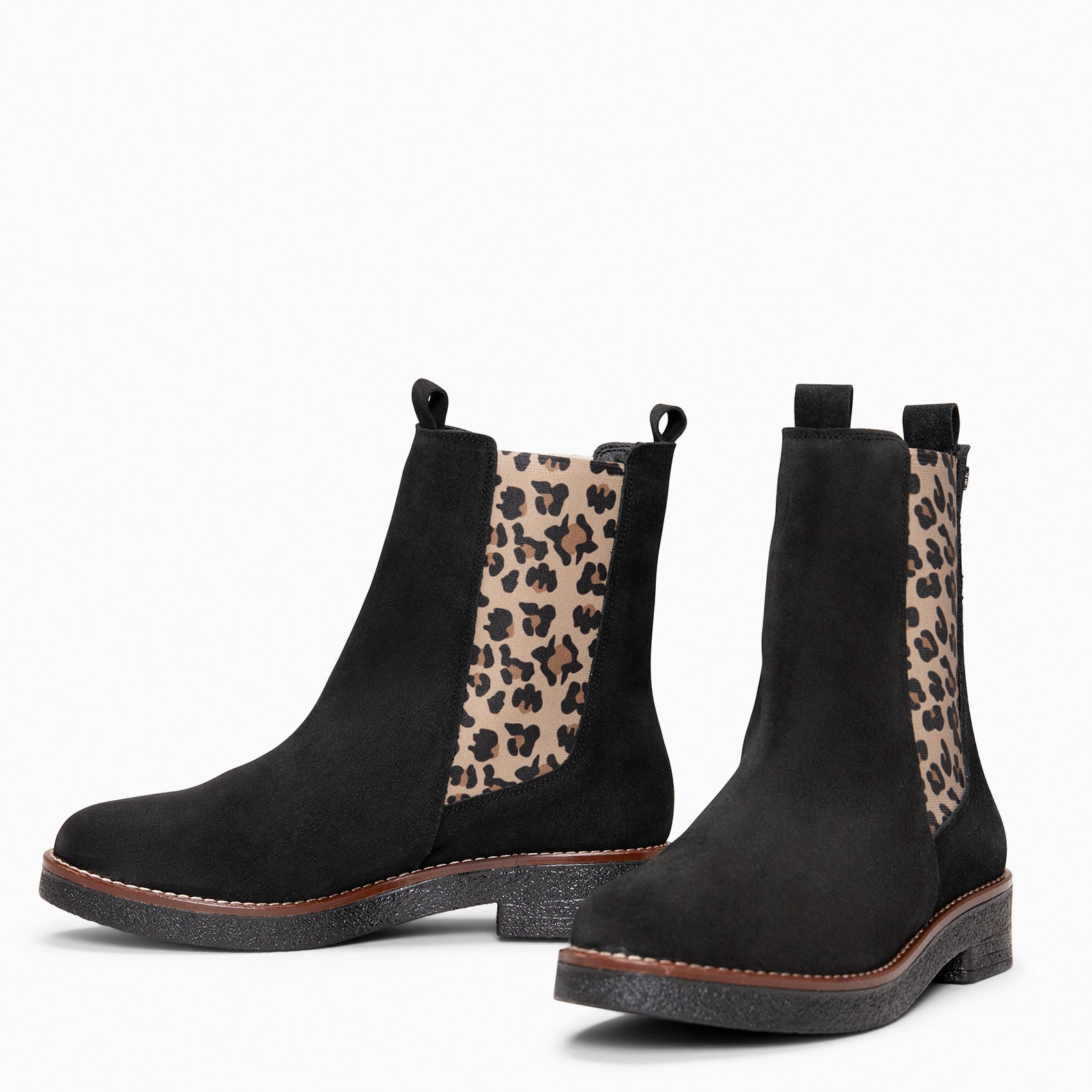 PORTLAND – Botines Chelsea de piel NEGRO LEOPARDO - miMaO ®