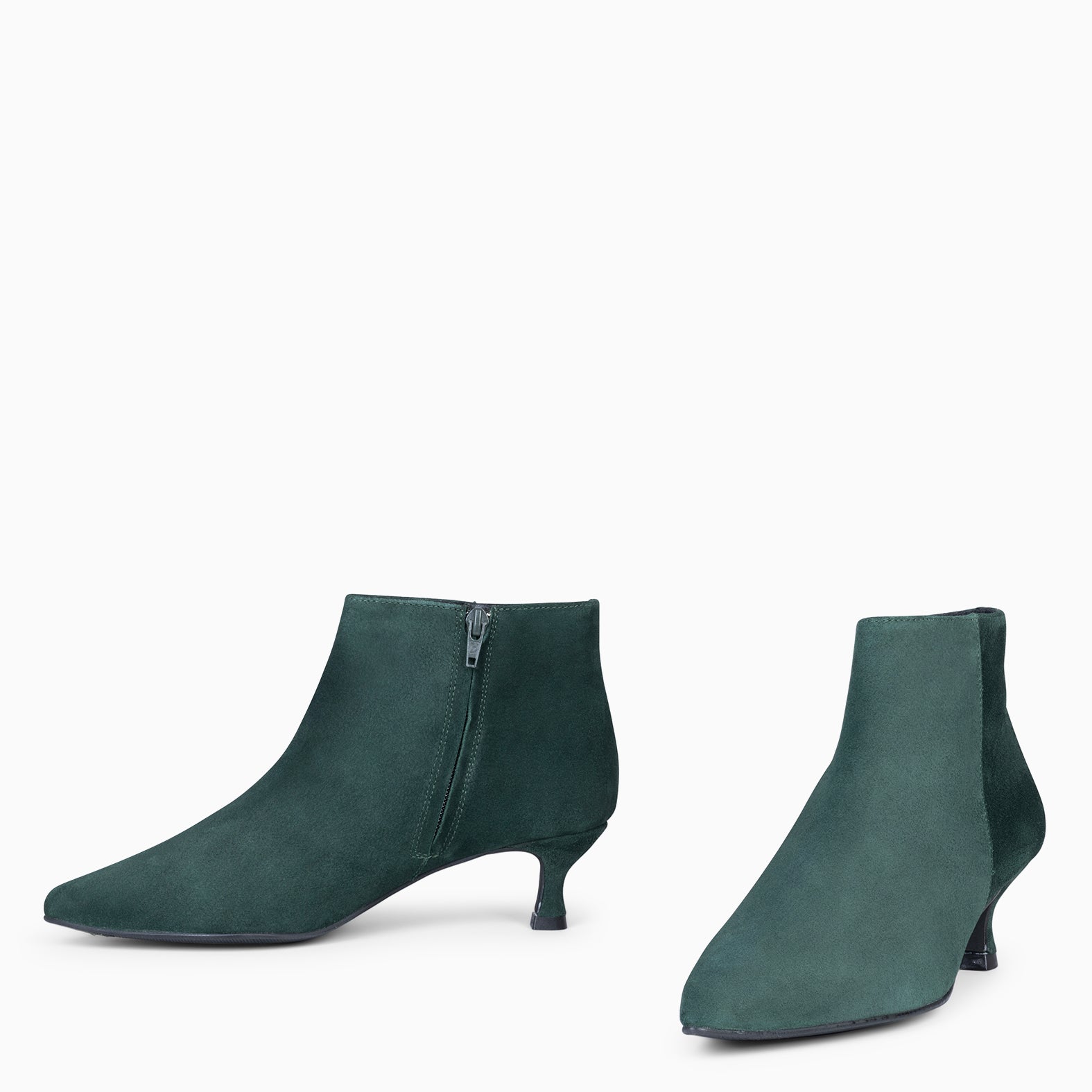 ROYAL - Botines tacón bajo VERDE serraje - miMaO ®