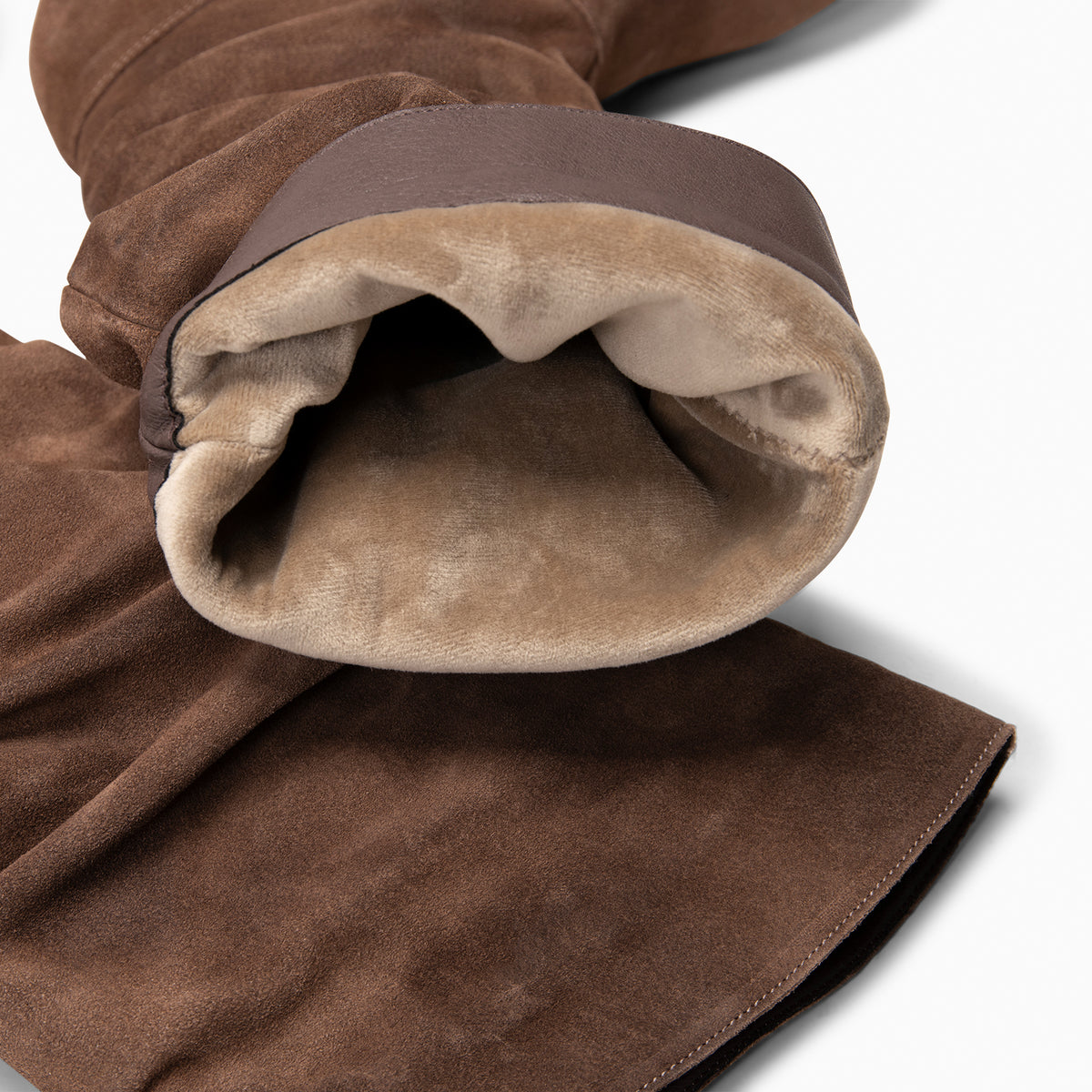 FIONA – Taupe gerimpelde suède laarzen