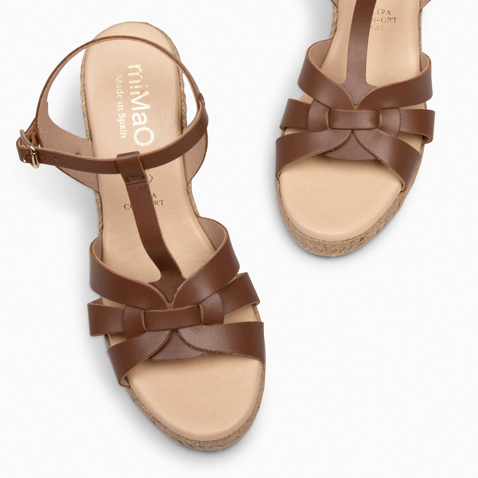 VALERIA - Sandalias de esparto con tiras MARRÓN - miMaO ®