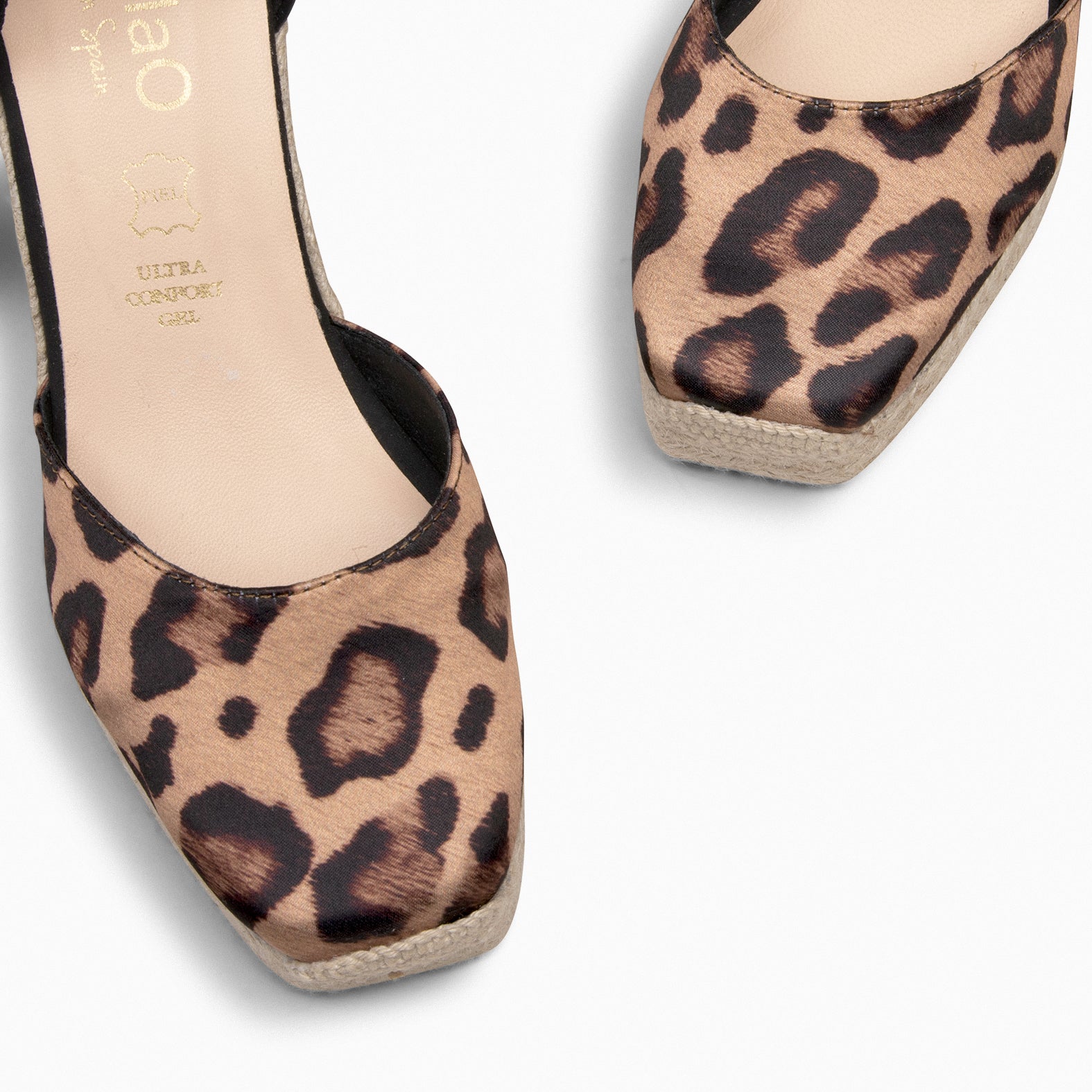 MOMBASA – Sandálias de Cunha de Esparto com Fita LEOPARDO
