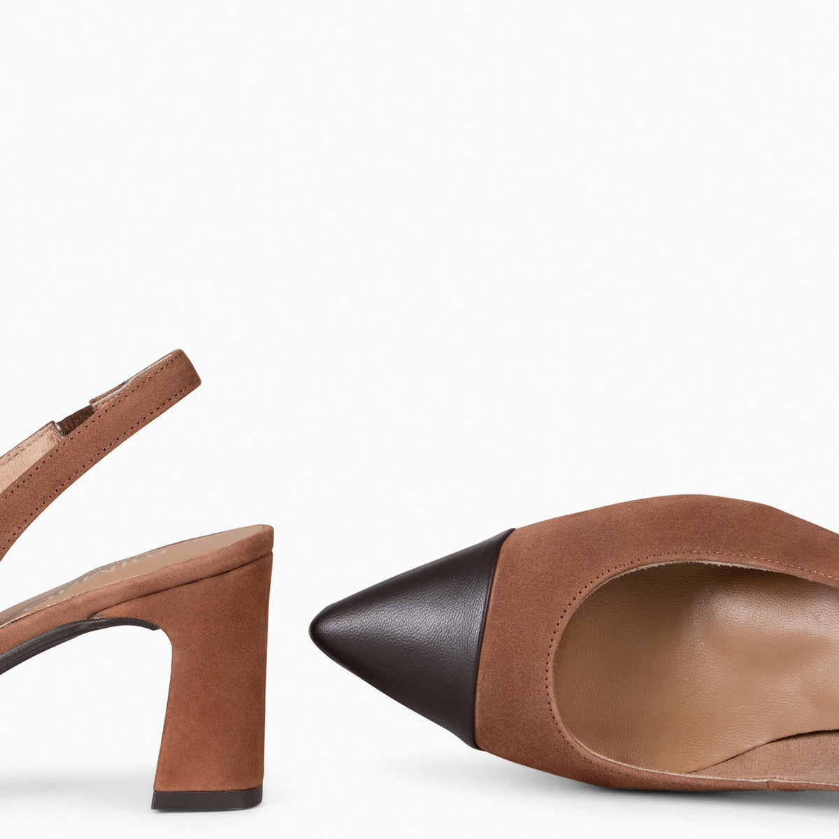 DIANA - Zapato con puntera afilada bicolor MARRÓN - miMaO ®
