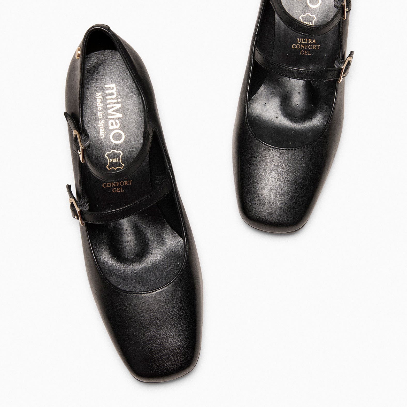 FEBRIS - Zapatos de piel con doble pulsera NEGRO - miMaO ®