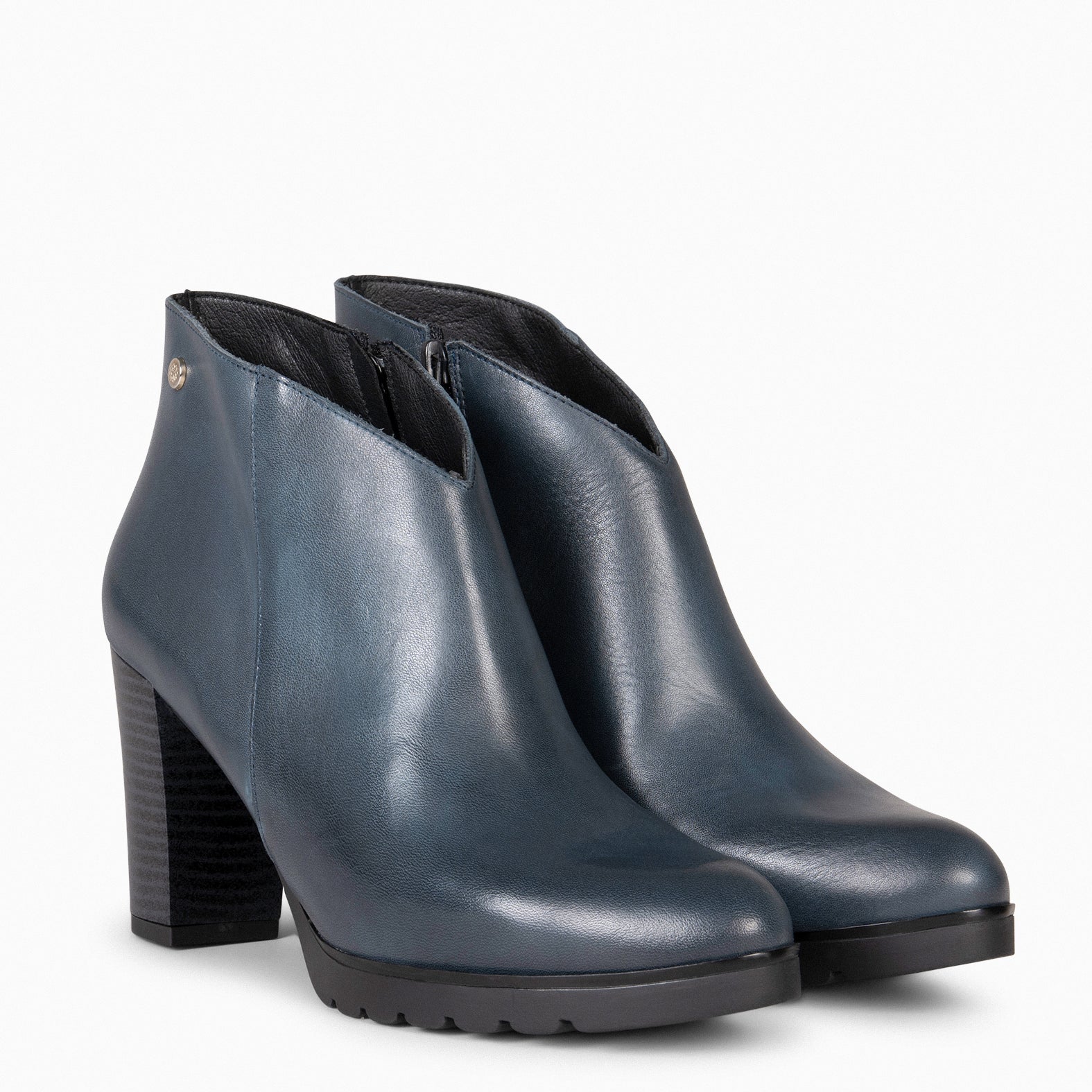 CLASSIC - Botines de tacón de piel MARINO