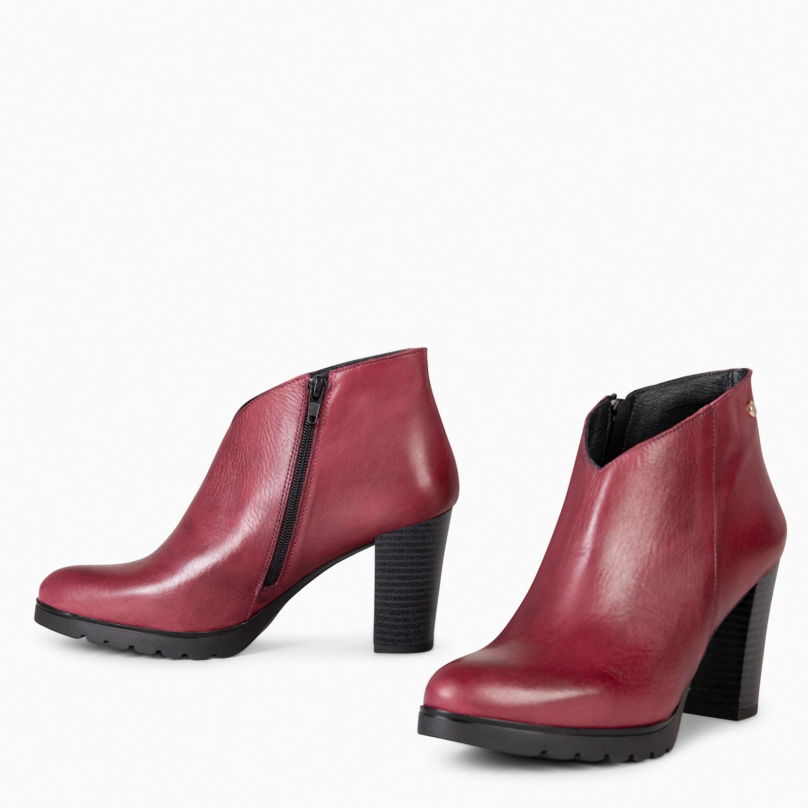 CLASSIC - Botines de tacón de piel BURDEOS