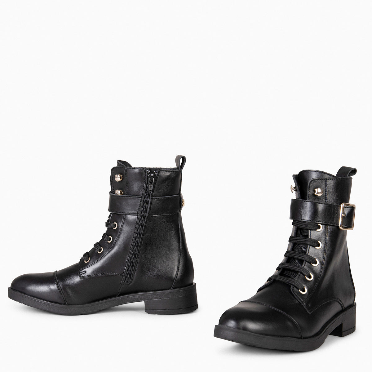BELFAST – Botines con cordones de piel NEGRO - miMaO ®