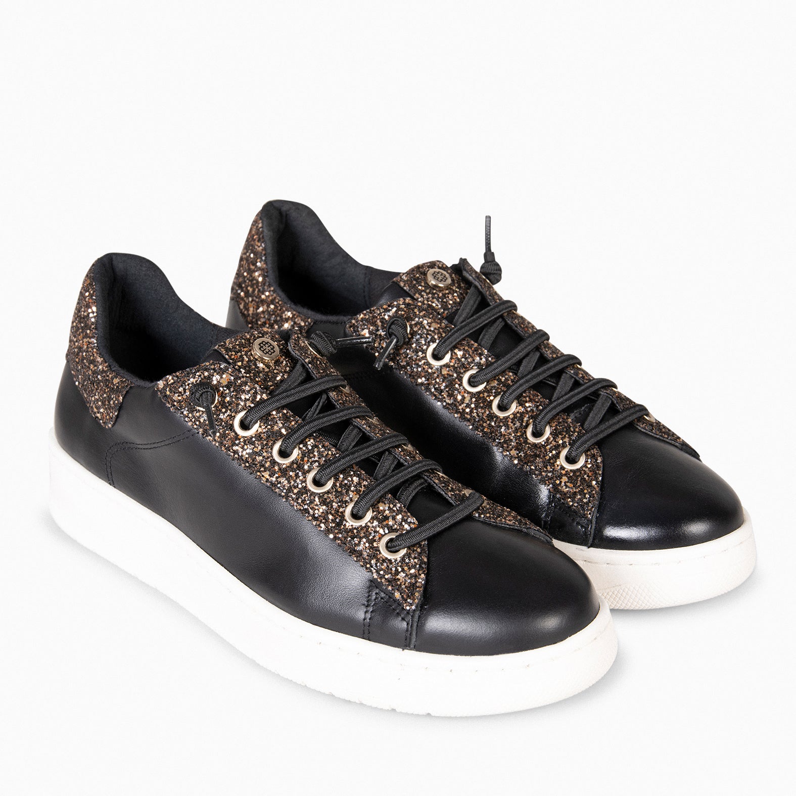 TOULOUSE - Zapatillas cordones elásticos NEGRO GLITTER - miMaO ®