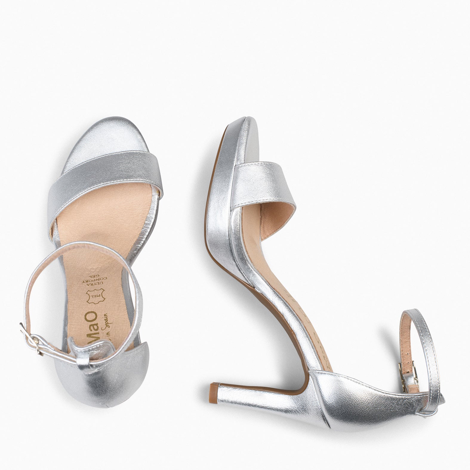 FIESTA - Sandalias de tacón alto y plataforma PLATA - miMaO ®