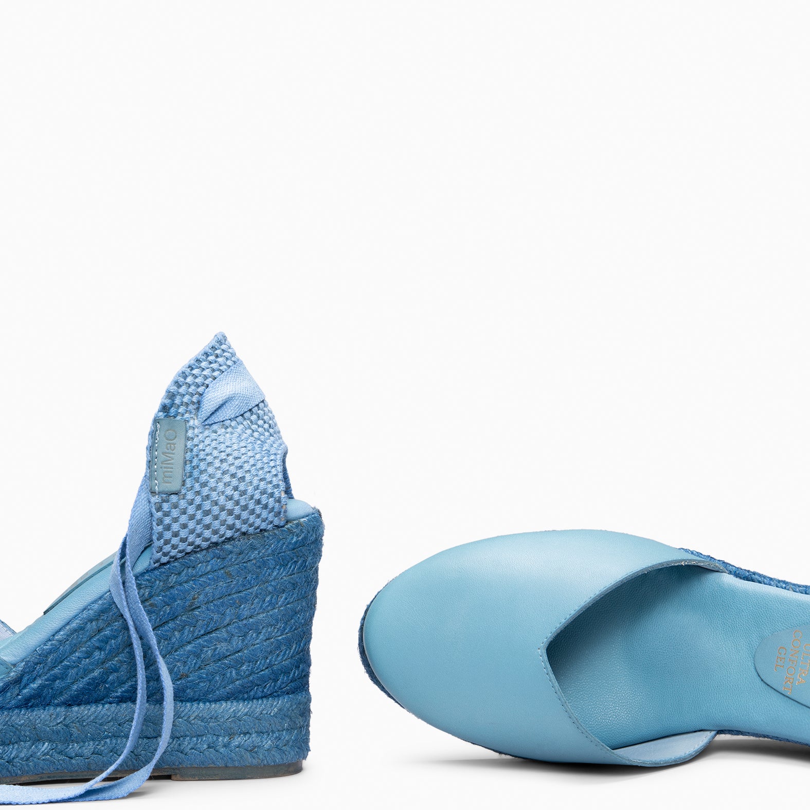 TALAIA  - BLUE Wedge Espadrilles with natural dyeing