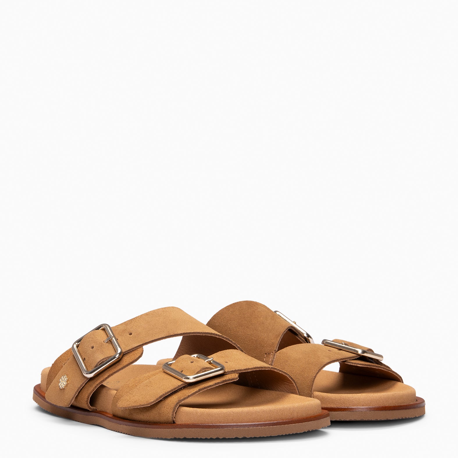 FRIDA - Sandales claquettes en daim CAMEL