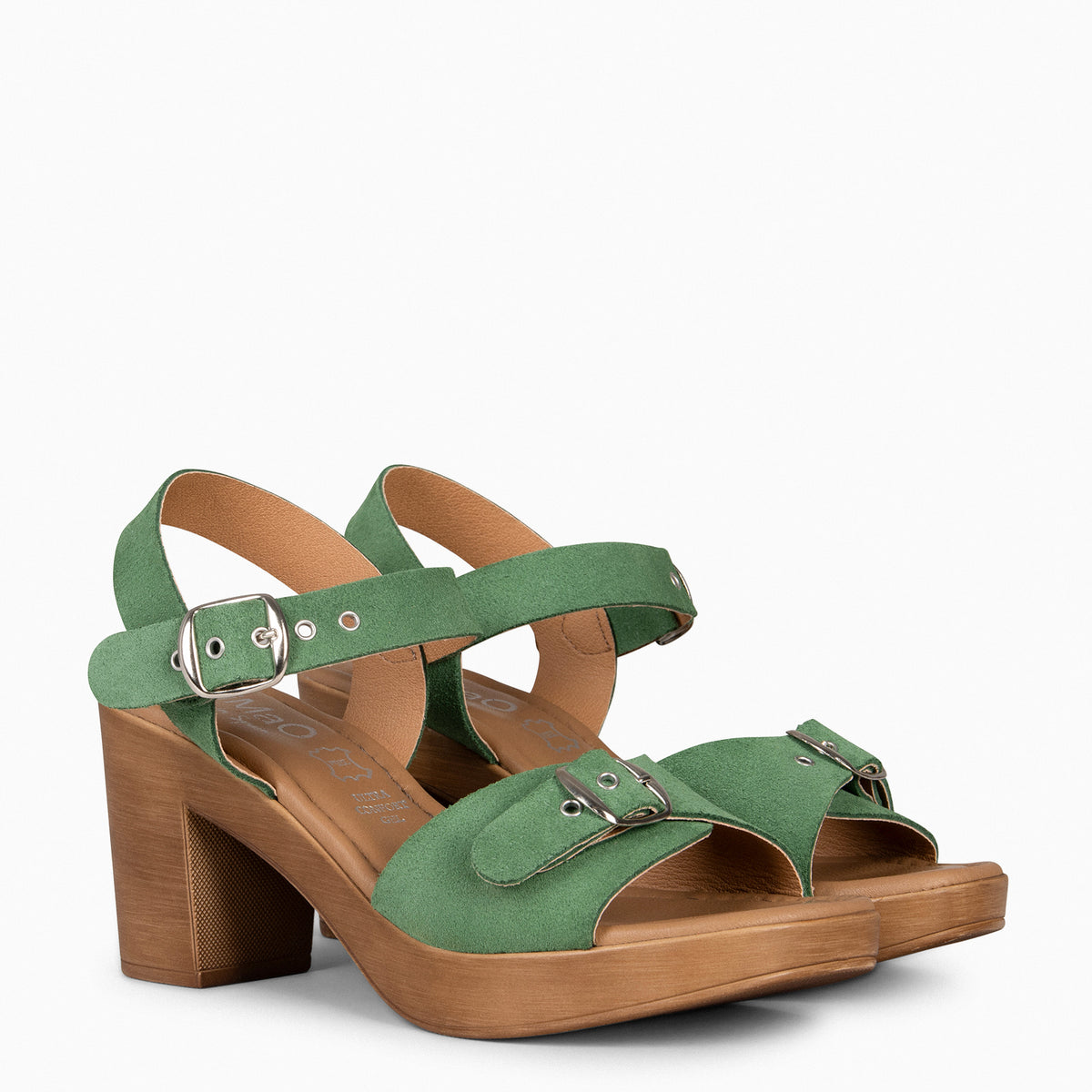 CLEO – Sandales à lanière en daim VERT