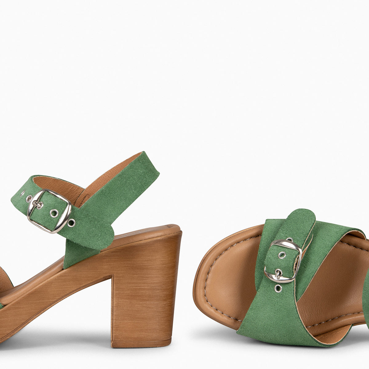 CLEO – Sandales à lanière en daim VERT
