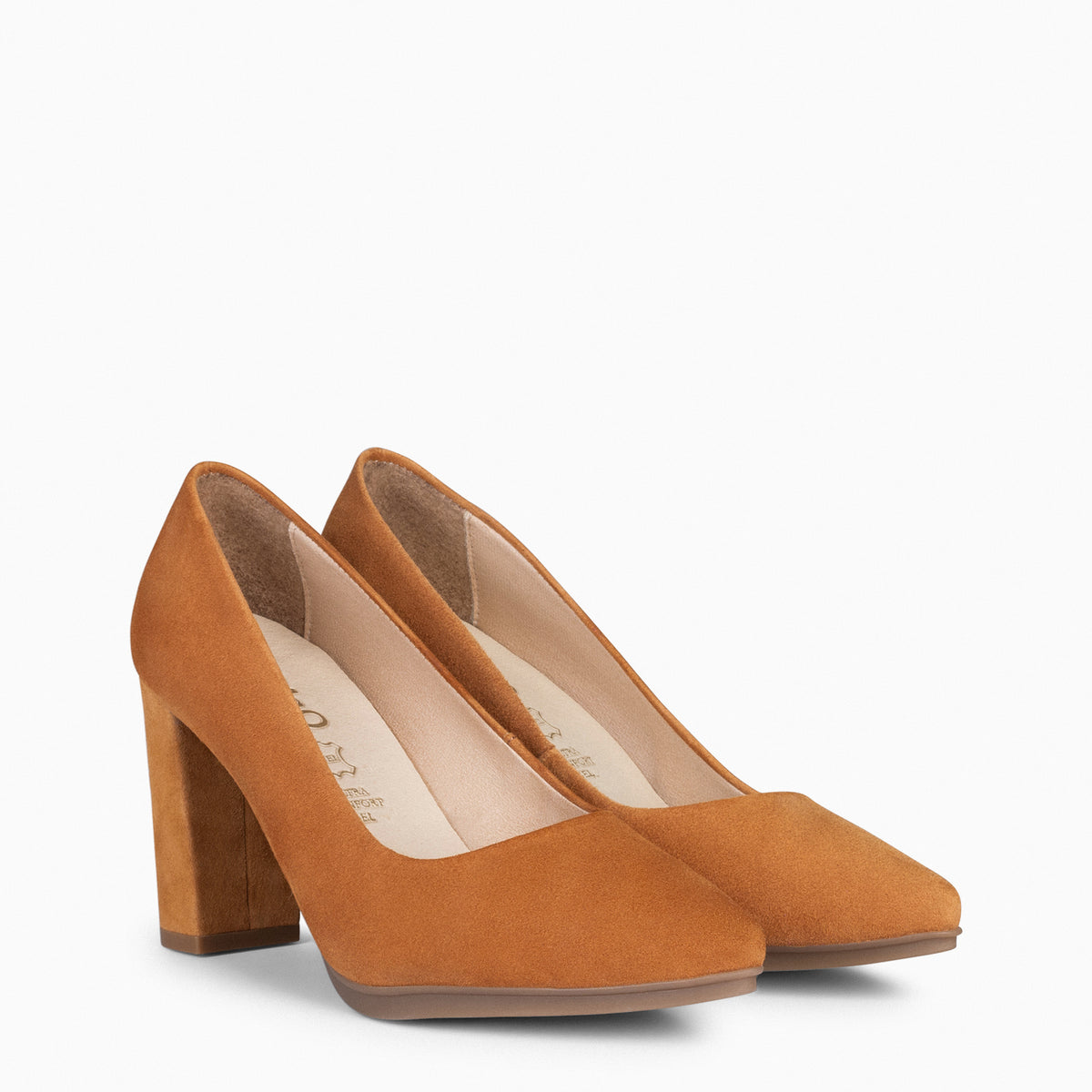 URBAN – Zapatos de tacón alto de ante CAMEL