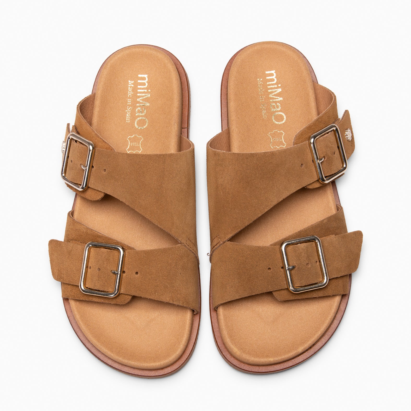FRIDA - Sandales claquettes en daim CAMEL