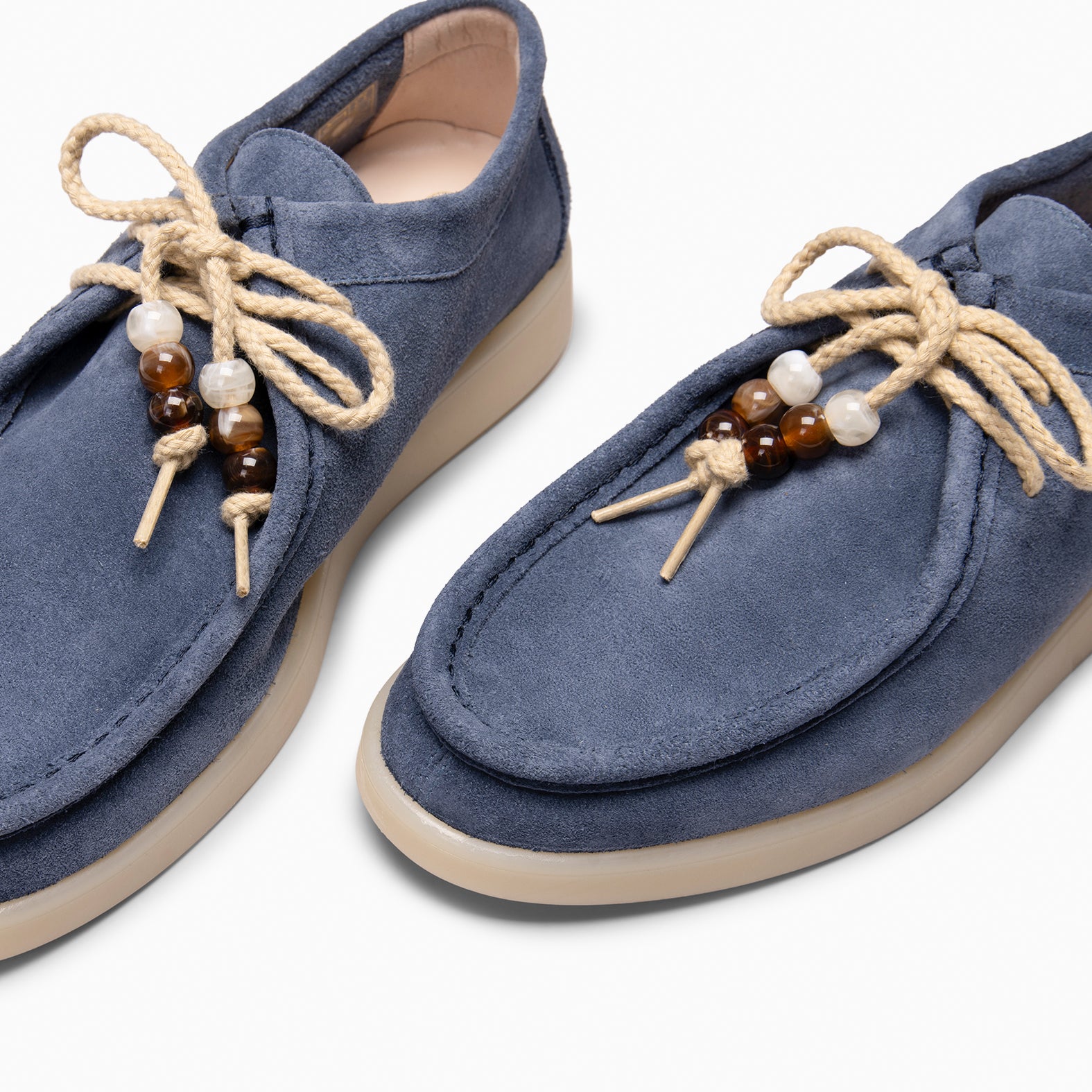 TUPI - Mocassins à lacets avec perles en daim JEANS