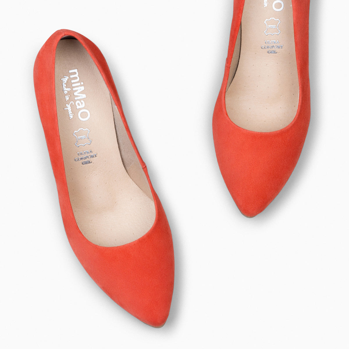 URBAN – Zapatos de tacón alto de ante ROJO ANARANJADO