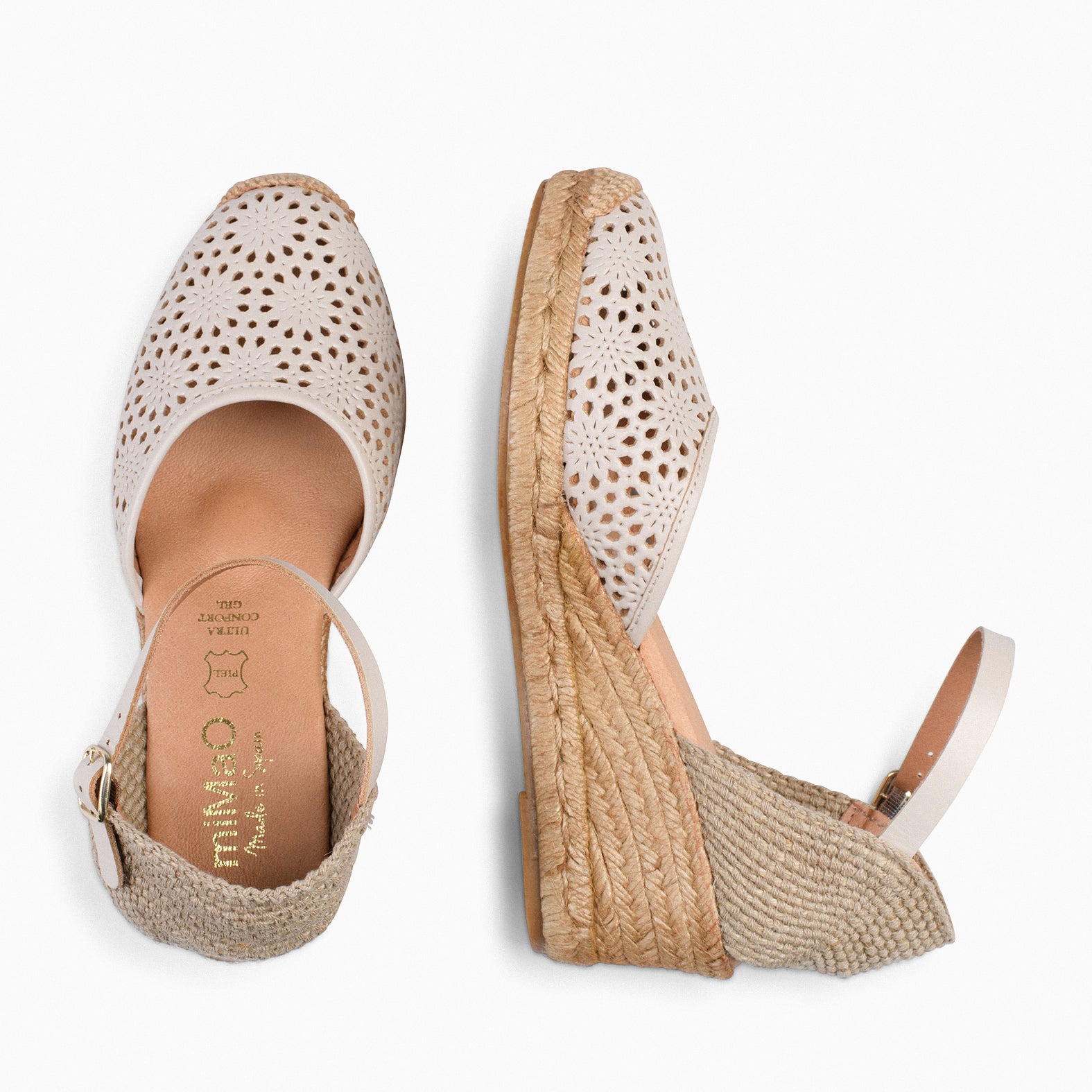 MALDIVAS - Cuñas de Esparto con pala de Napa BEIGE - miMaO ®