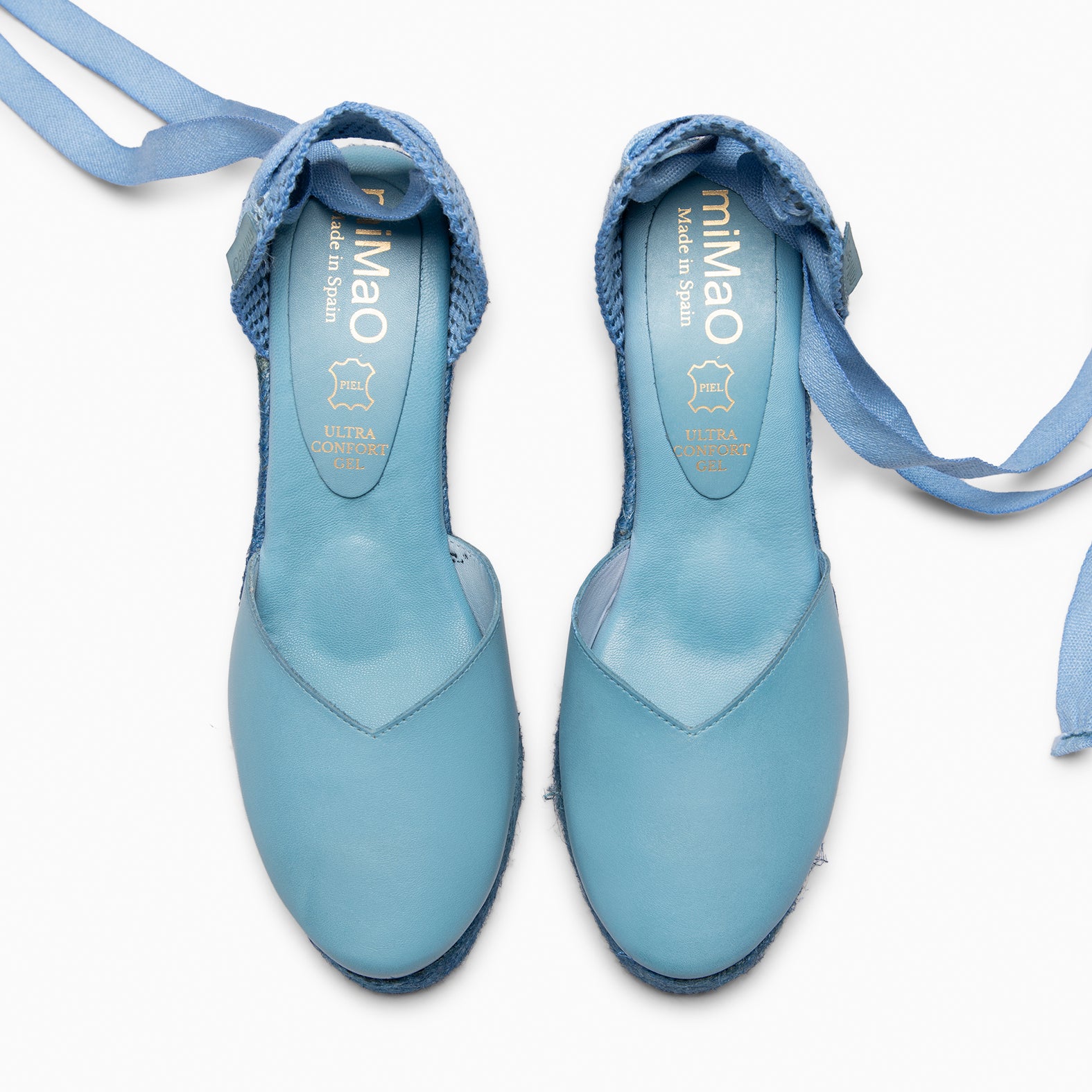 TALAIA  - BLUE Wedge Espadrilles with natural dyeing