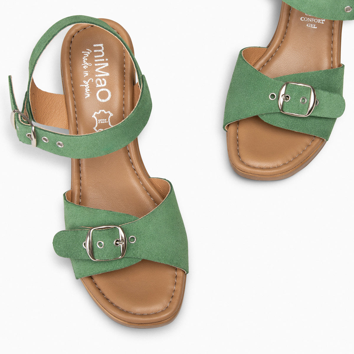 CLEO – Sandales à lanière en daim VERT