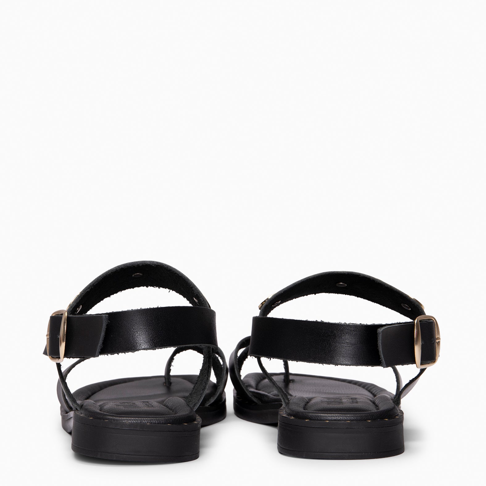 HERA - BLACK Flat leather sandals