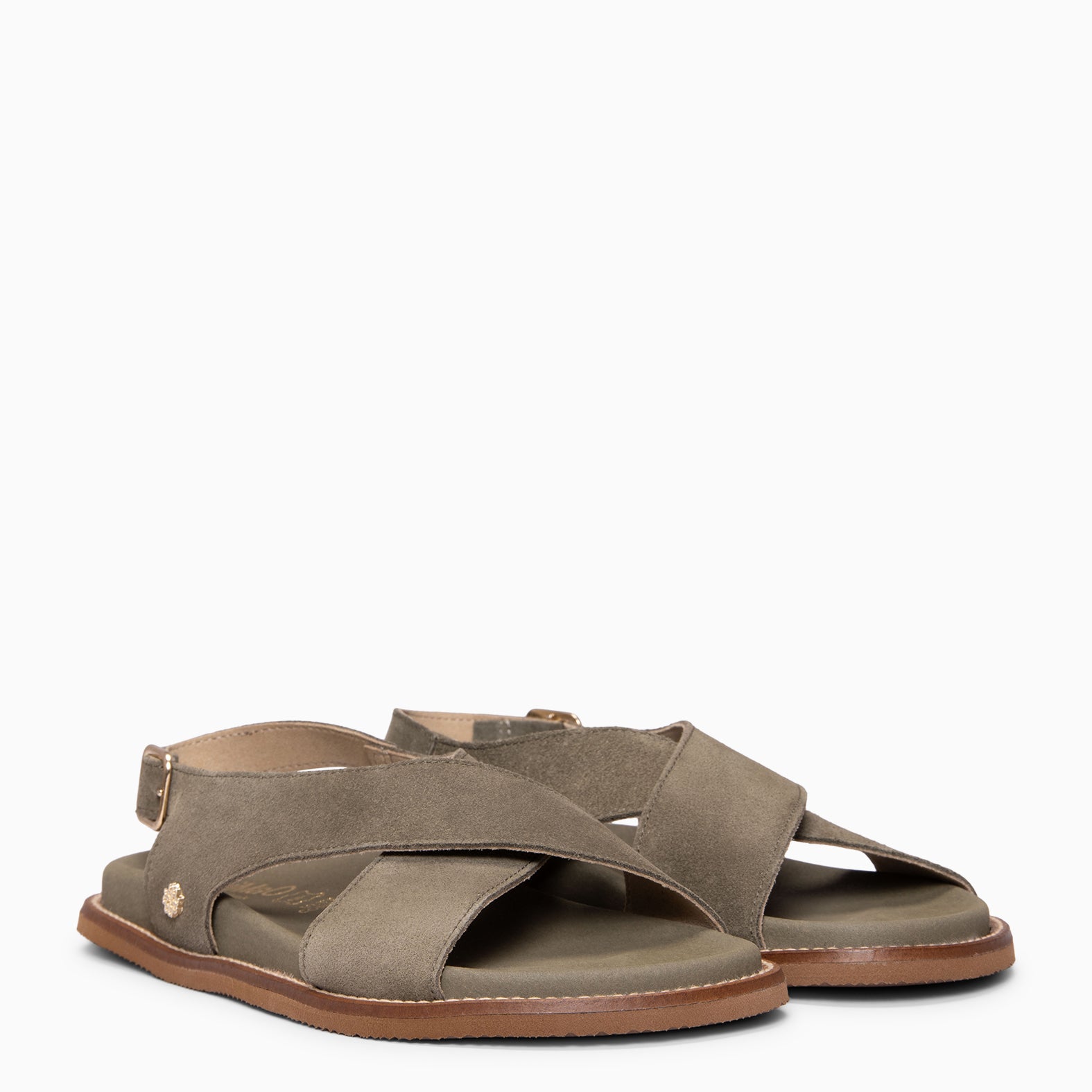 COIBA - Sandales claquettes en daim KAKI