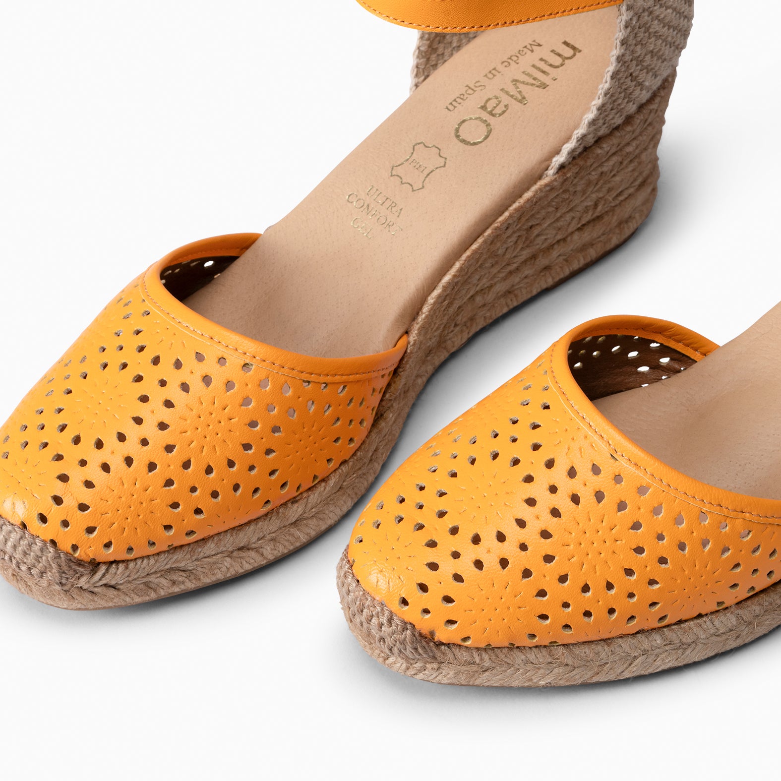 MALDIVAS - Cuñas de Esparto con pala de Napa NARANJA