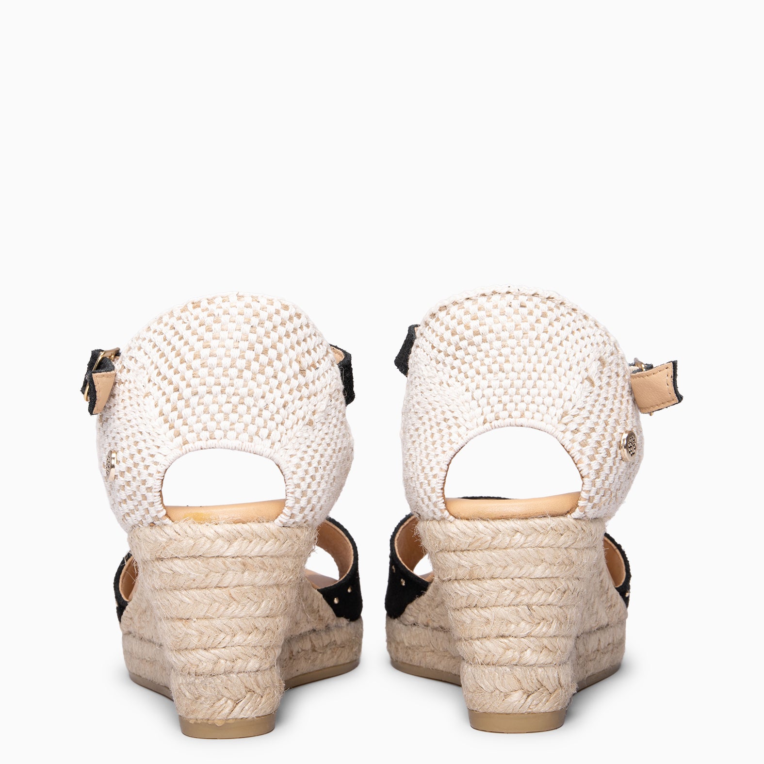 SAONA - Cuñas de esparto peep toe NEGRO