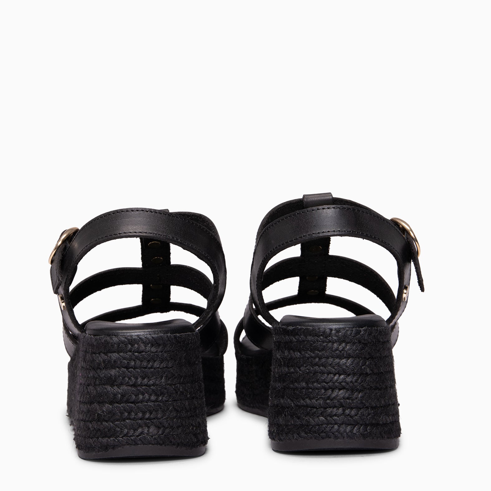 DANAE - Sandalias de plataforma de yute NEGRO