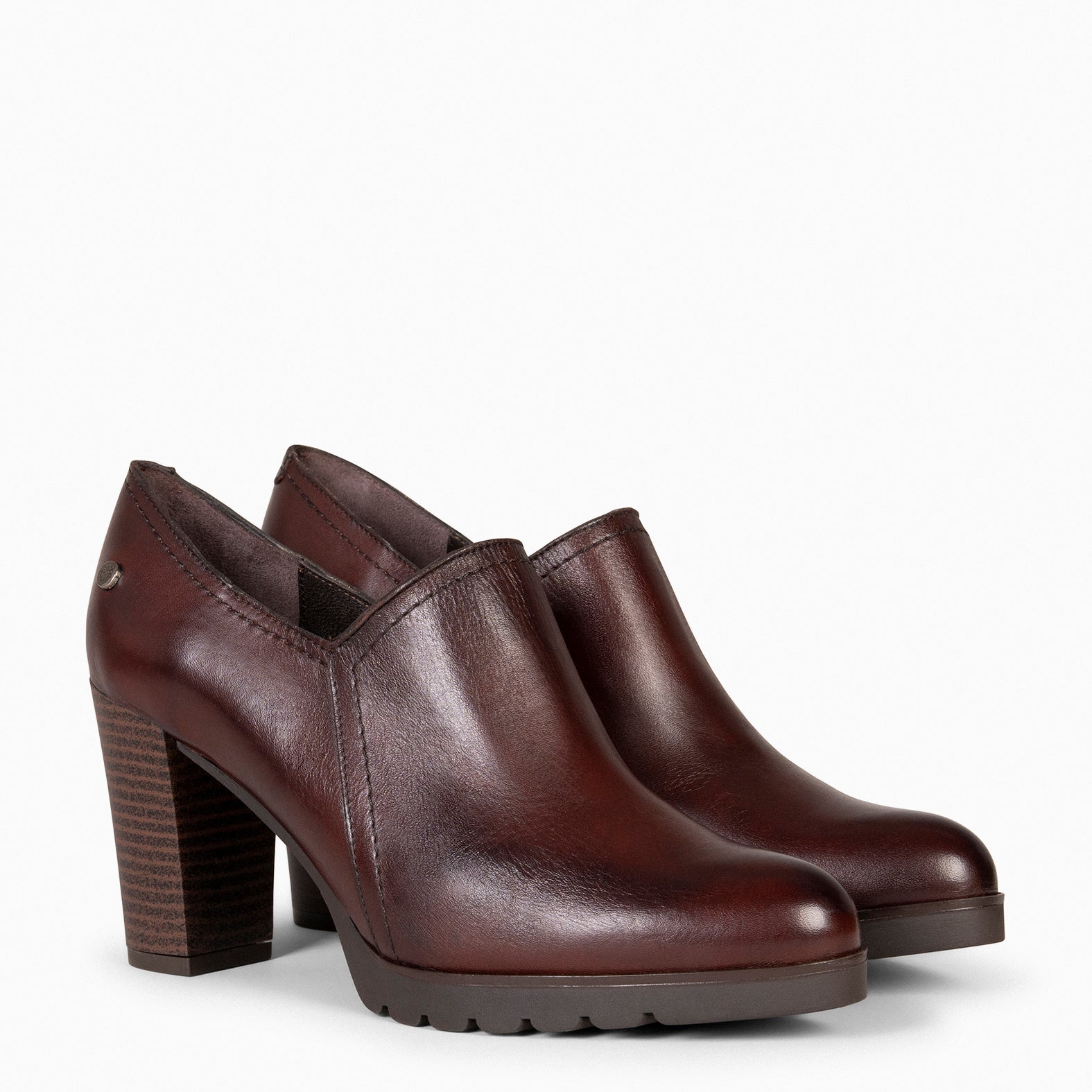 DAYANA - Botines de tacón alto de piel MARRON