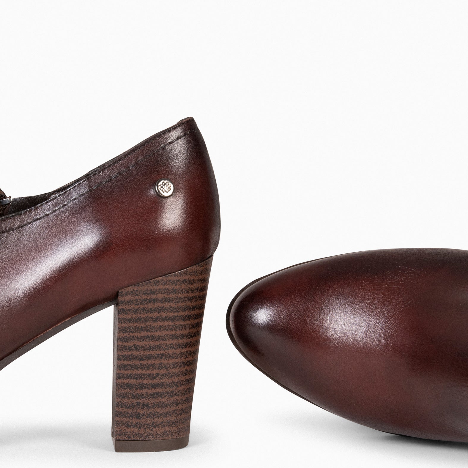 DAYANA - Botines de tacón alto de piel MARRON