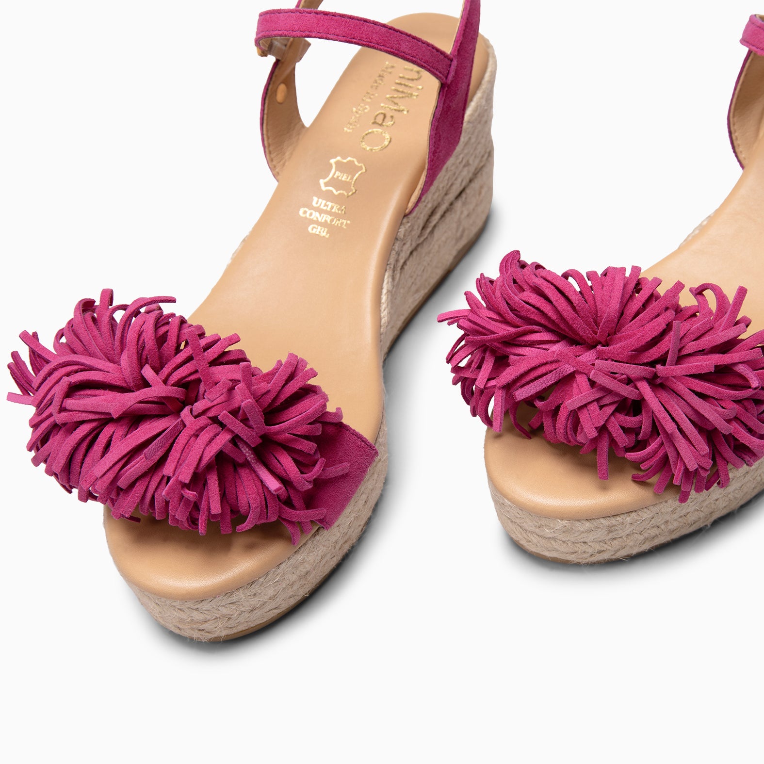 CELESTE - Cuñas de esparto de serraje FUCSIA