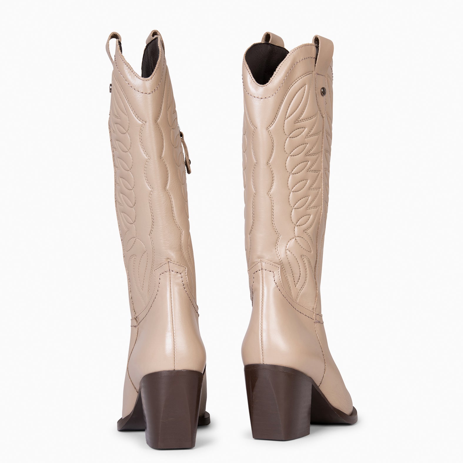 SALOON – Botas cowboy de piel bordada TAUPE - miMaO ®