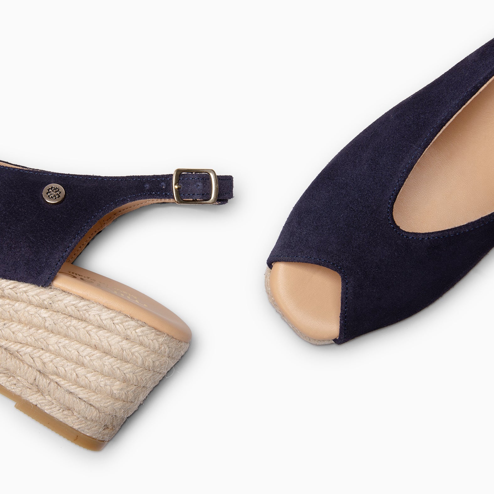 ELIAZAR - Espadrilles slingbacks à talon compensé et peep toes MARINE