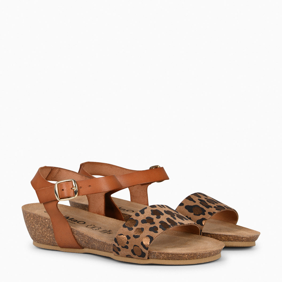 OAK – Sandalias Bio de serraje con cuña LEOPARDO