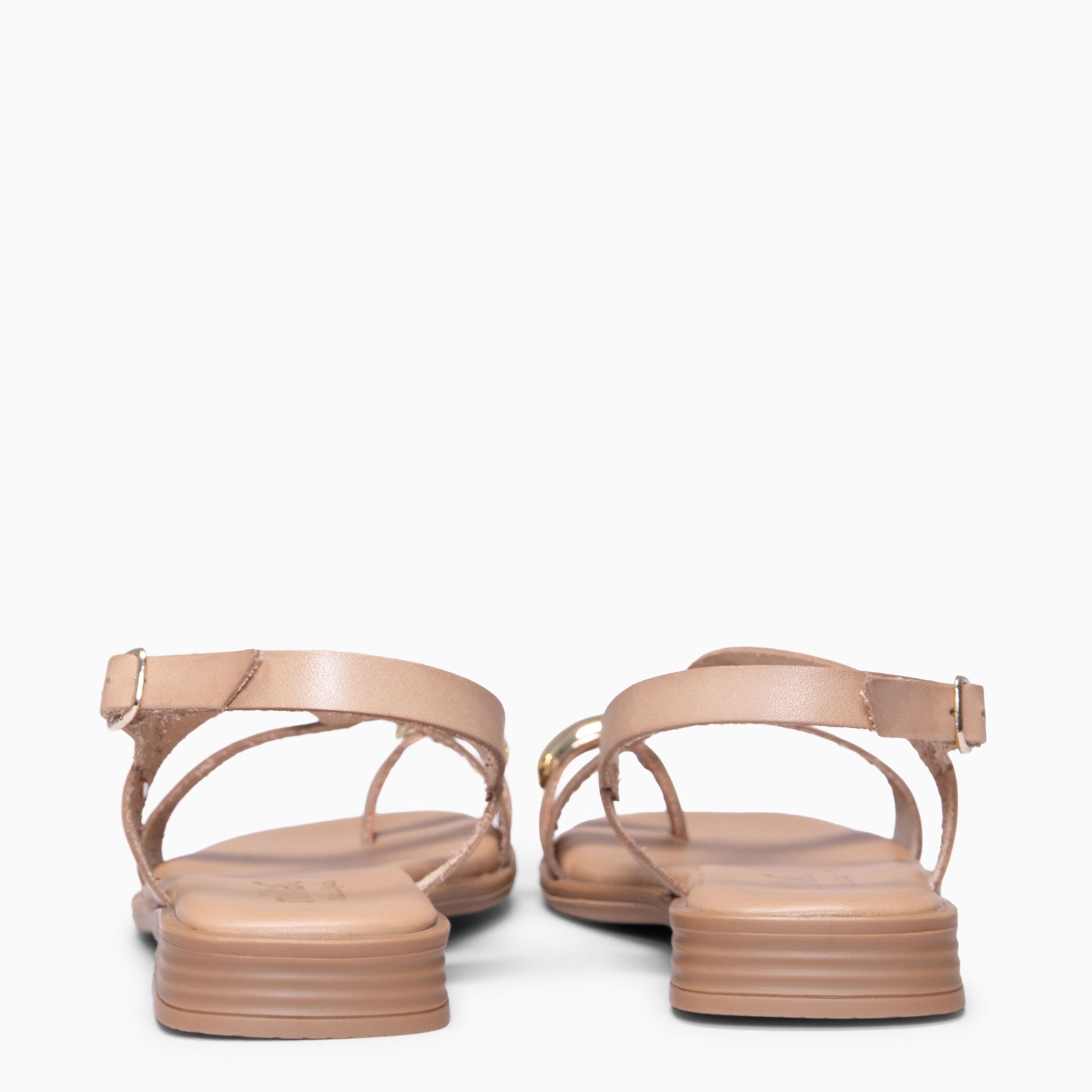 HELIA - Sandalias planas de piel TAUPE